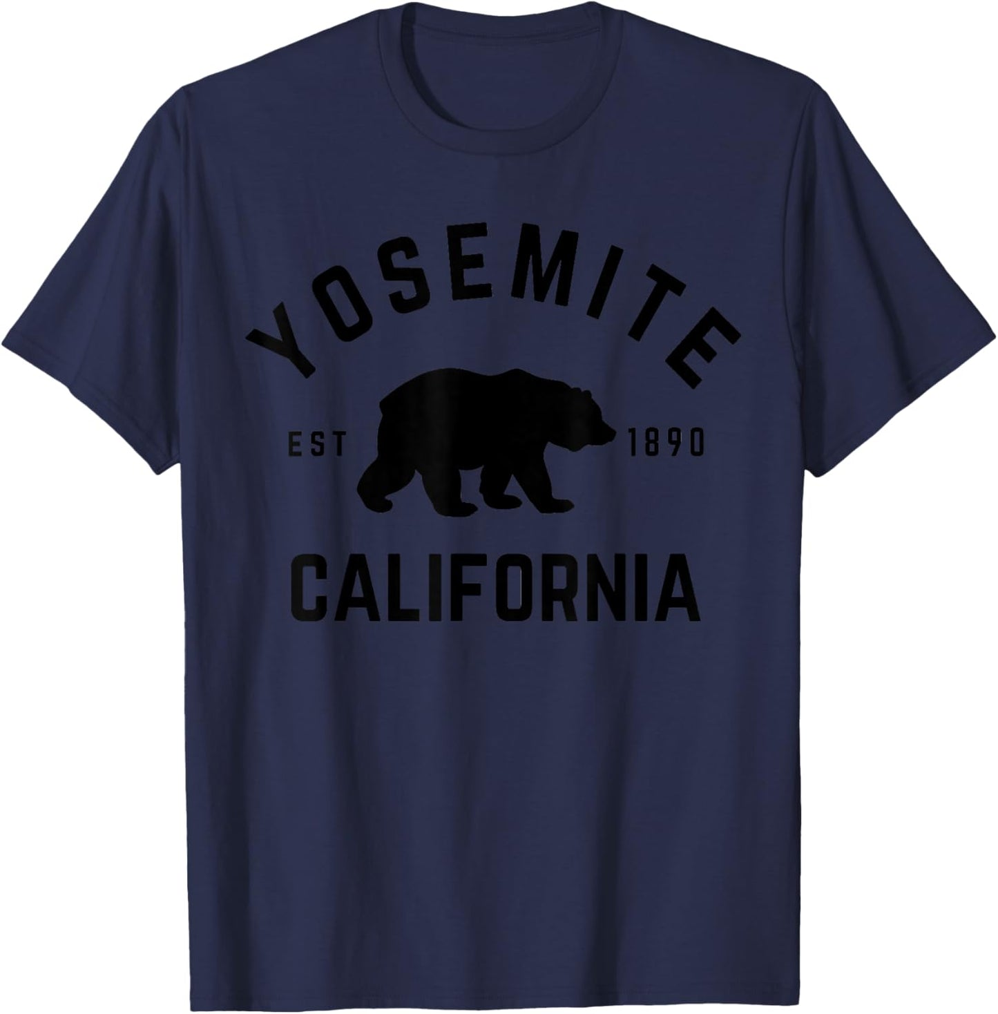 Yosemite National Park California USA Outdoor Yosemite National Park -Adults, Kids Green Short Sleeve Cotton 100% Nature Themed Small T-Shirt - T-Shirt | Navy
