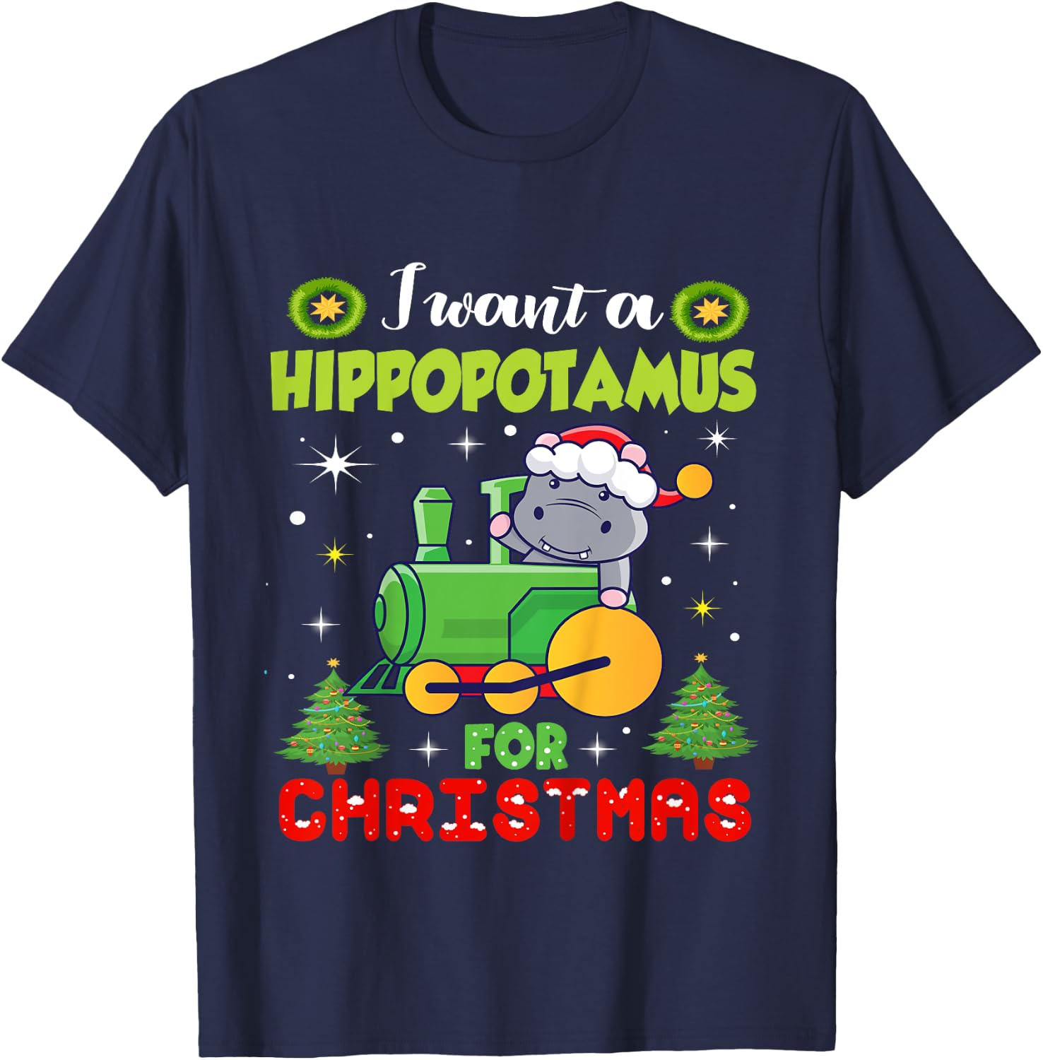 Kids I Want A Hippopotamus Christmas Xmas Hippo Toddlers T-Shirt - T-Shirt | Navy