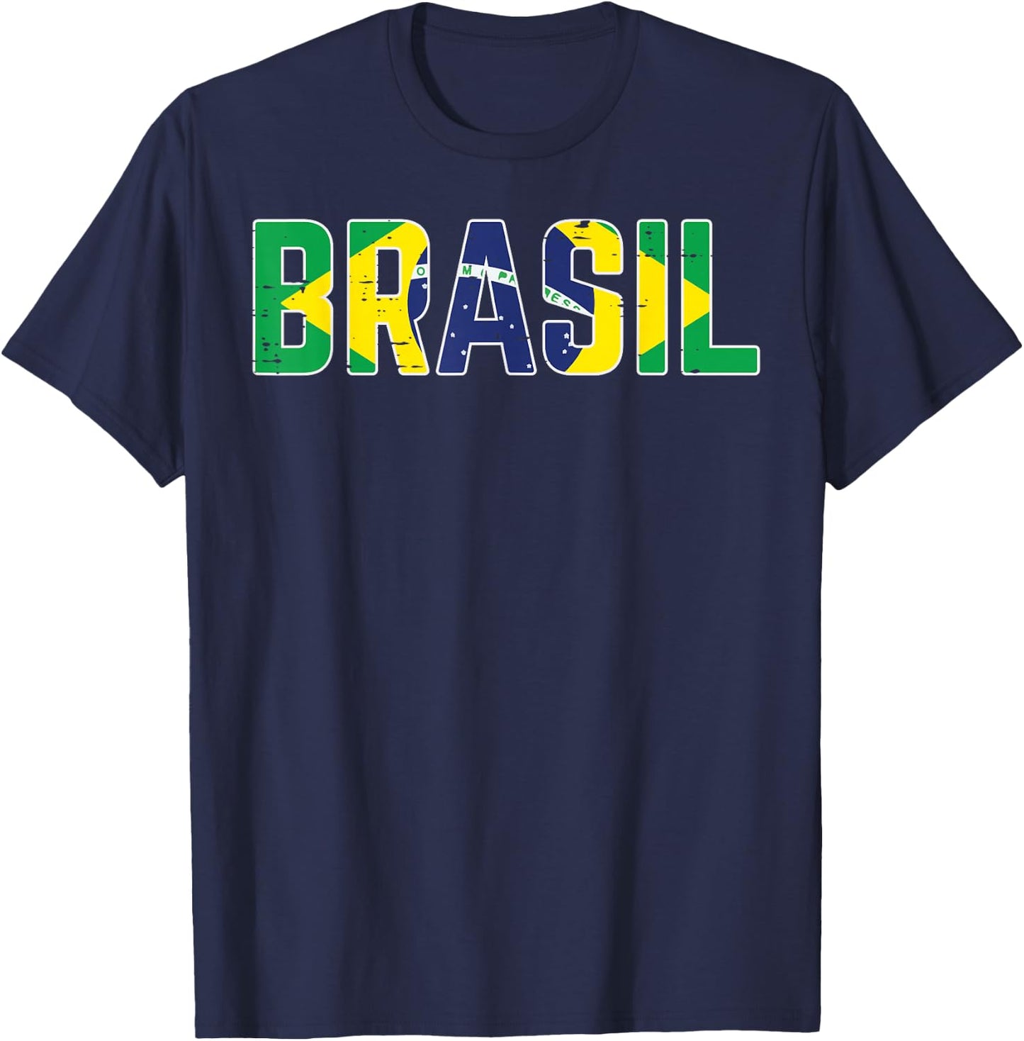 Brasil Flag Brazilian Soccer Fan Men Women Boys Girls Kids T-Shirt - T-Shirt | Navy