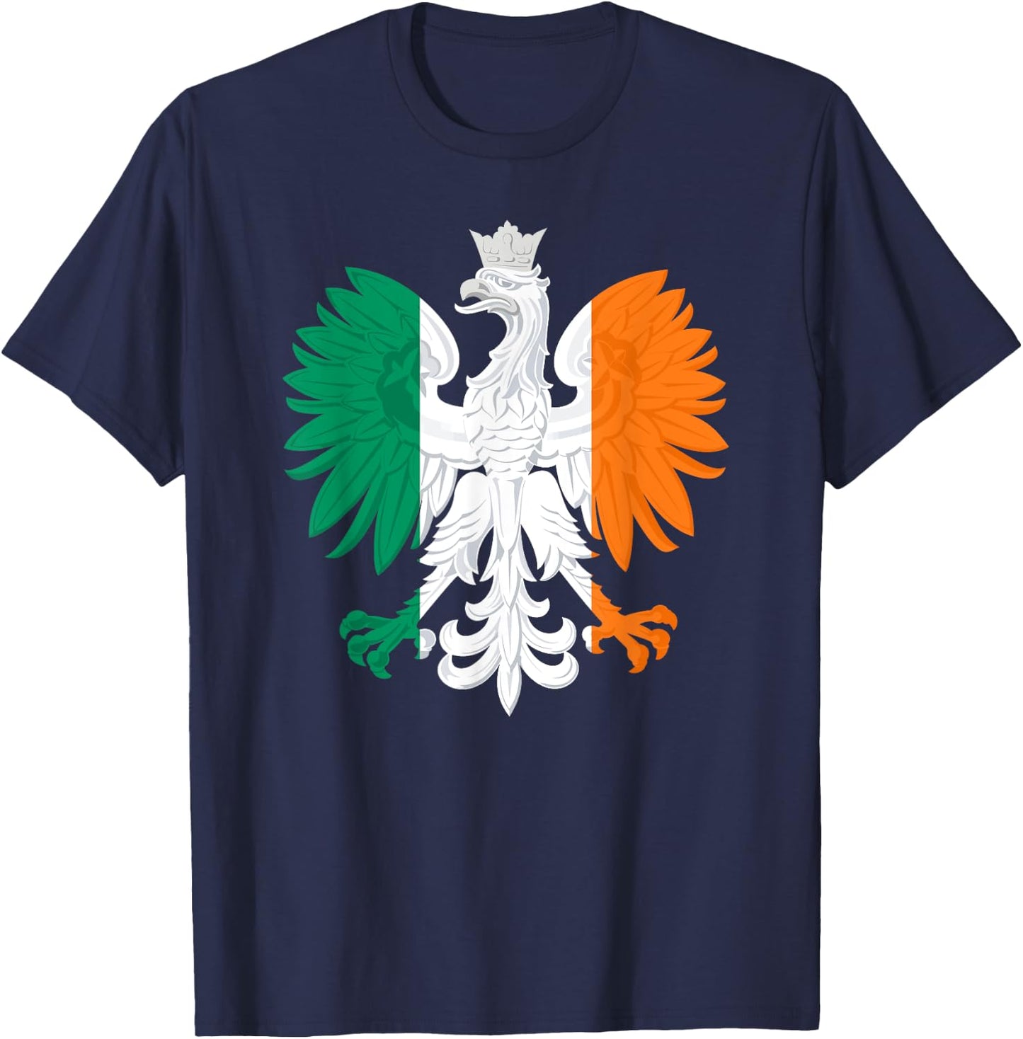 Irish Polish Flag Eagle Ireland Poland Polska Heritage T-Shirt - T-Shirt | Navy