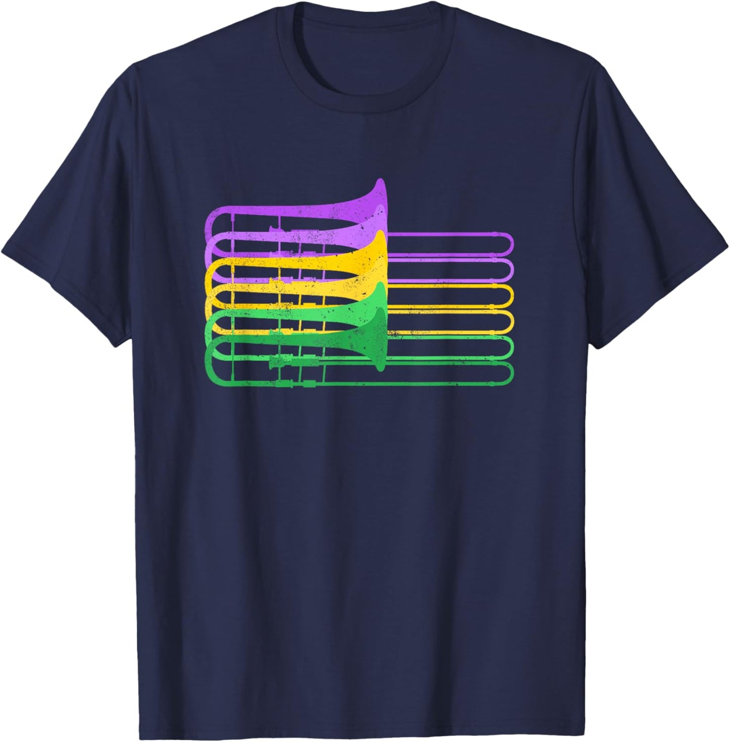 Mardi Gras Brass Trombone Marching Orchestra, Trombonist T-Shirt - T-Shirt | Navy