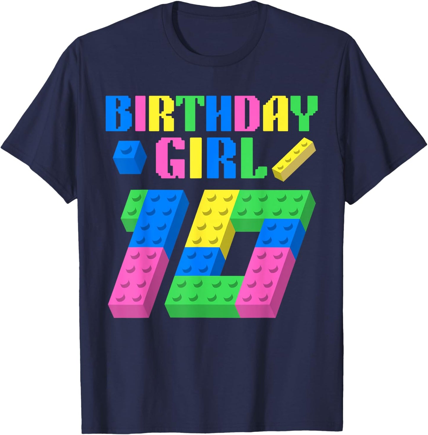 10th Birthday Girl Block Building 10 Year Old Master Builder T-Shirt - T-Shirt | Navy