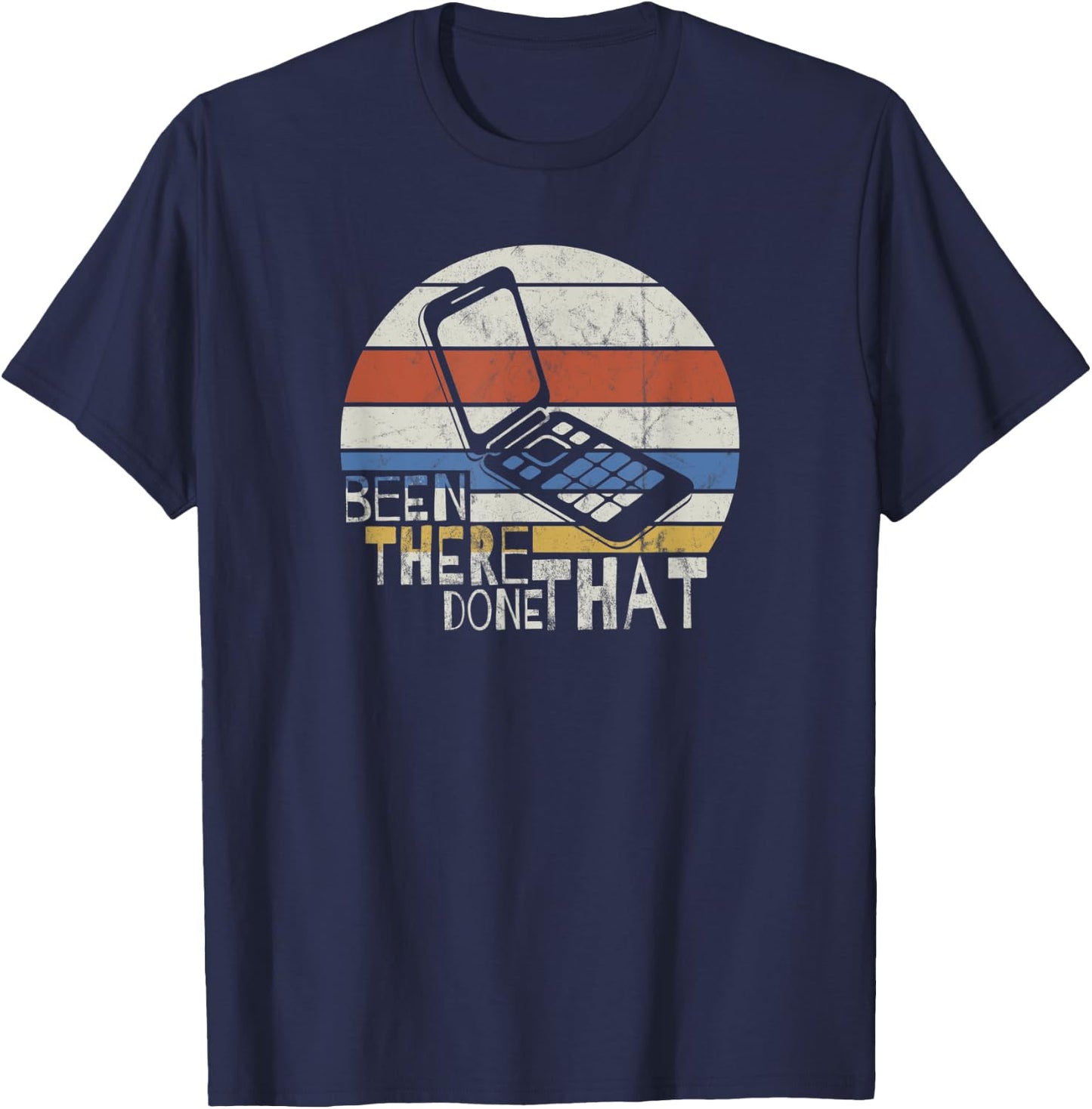 Retro 90s Oldschool Vintage Foldable Flip-Phone Aesthetics T-Shirt - T-Shirt | Navy