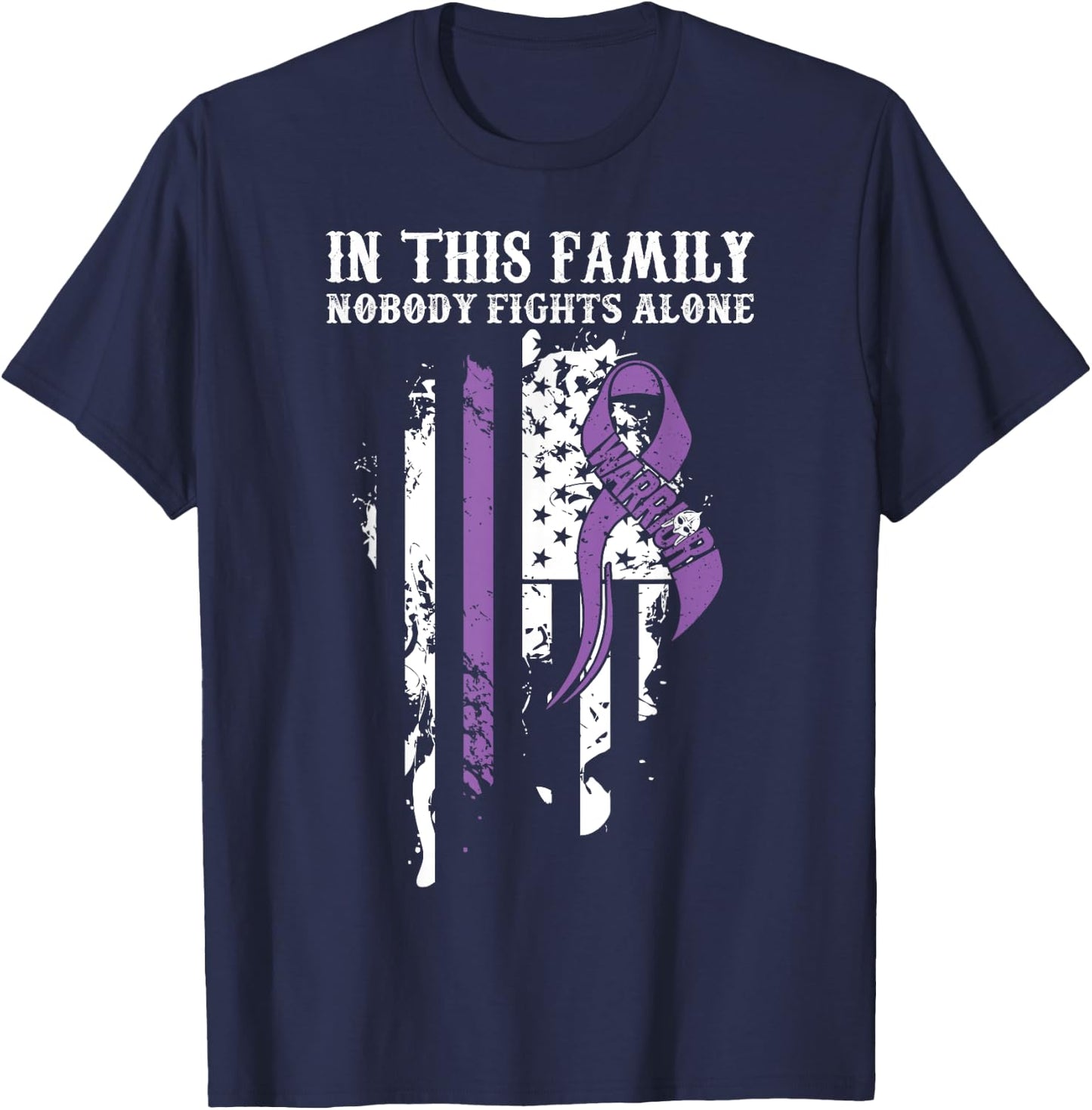 Nobody Alone- Vulvar Cancer Awareness Supporter Ribbon T-Shirt - T-Shirt | Navy