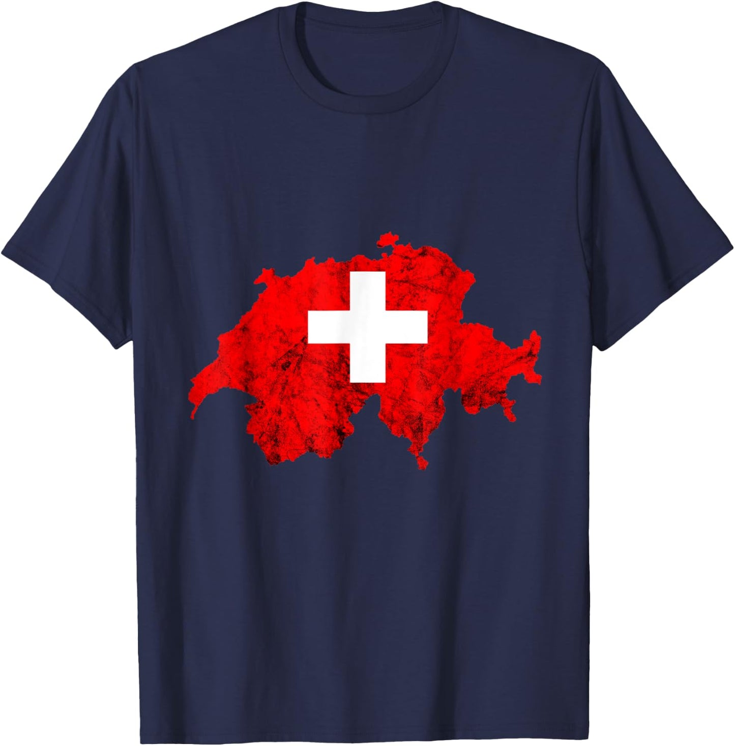 Switzerland Vintage Swiss Flag Map Swiss Pride Schweiz T-Shirt - T-Shirt | Navy