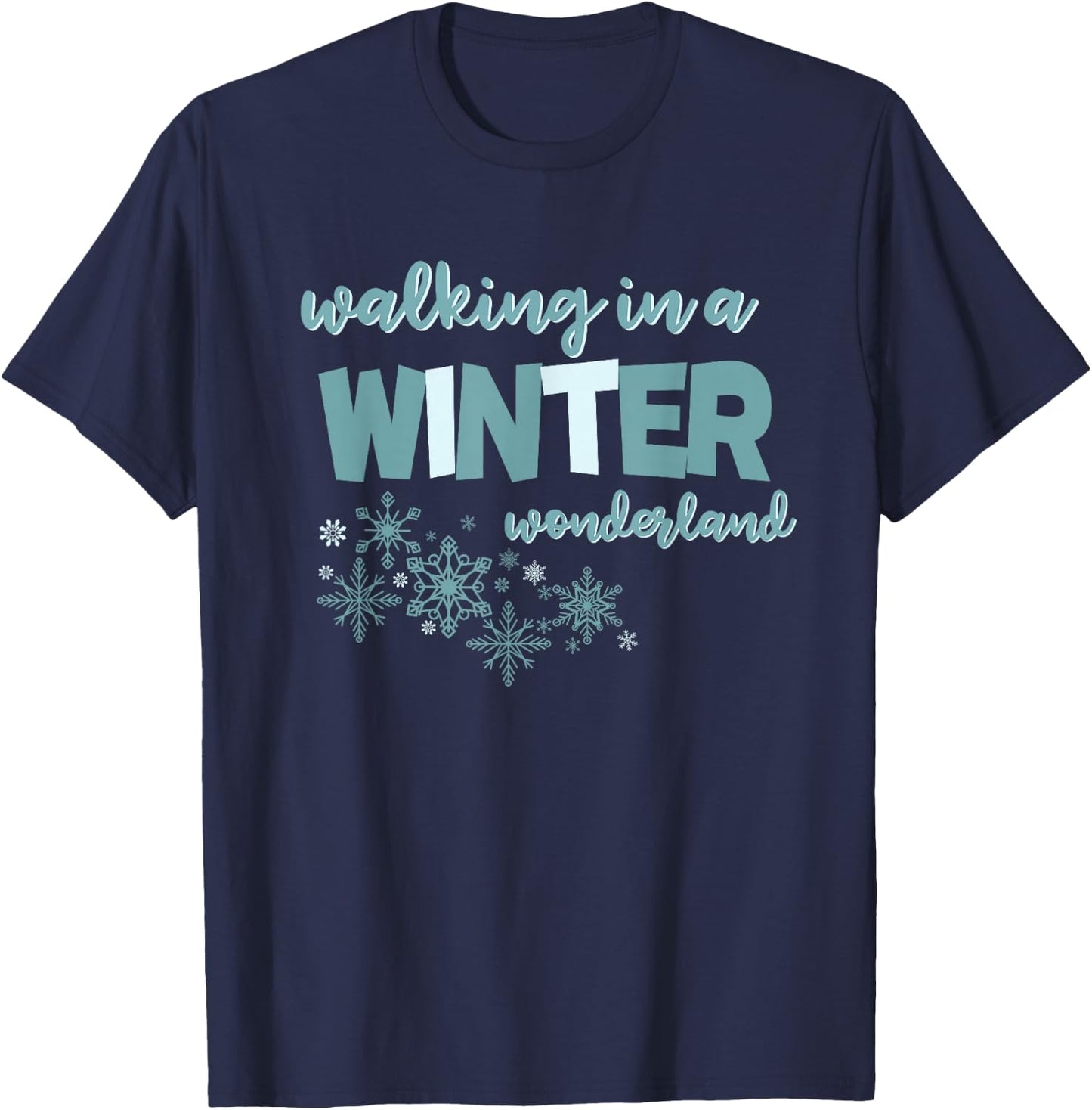Walking In A Winter Wonderland Design T-Shirt - T-Shirt | Navy