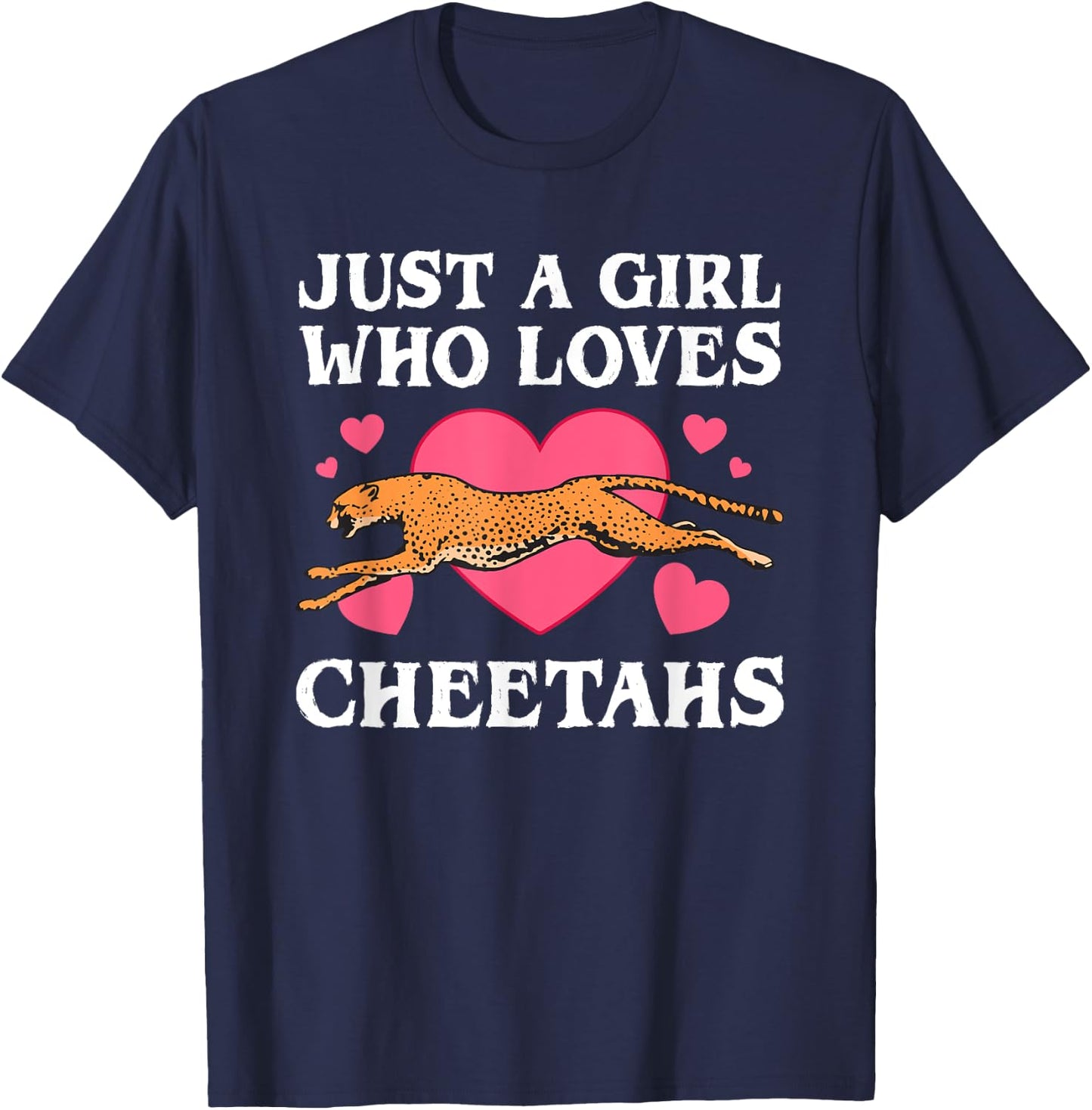 Funny Cheetah Design Girls Kids Youth Zookeepers T-Shirt - T-Shirt | Navy