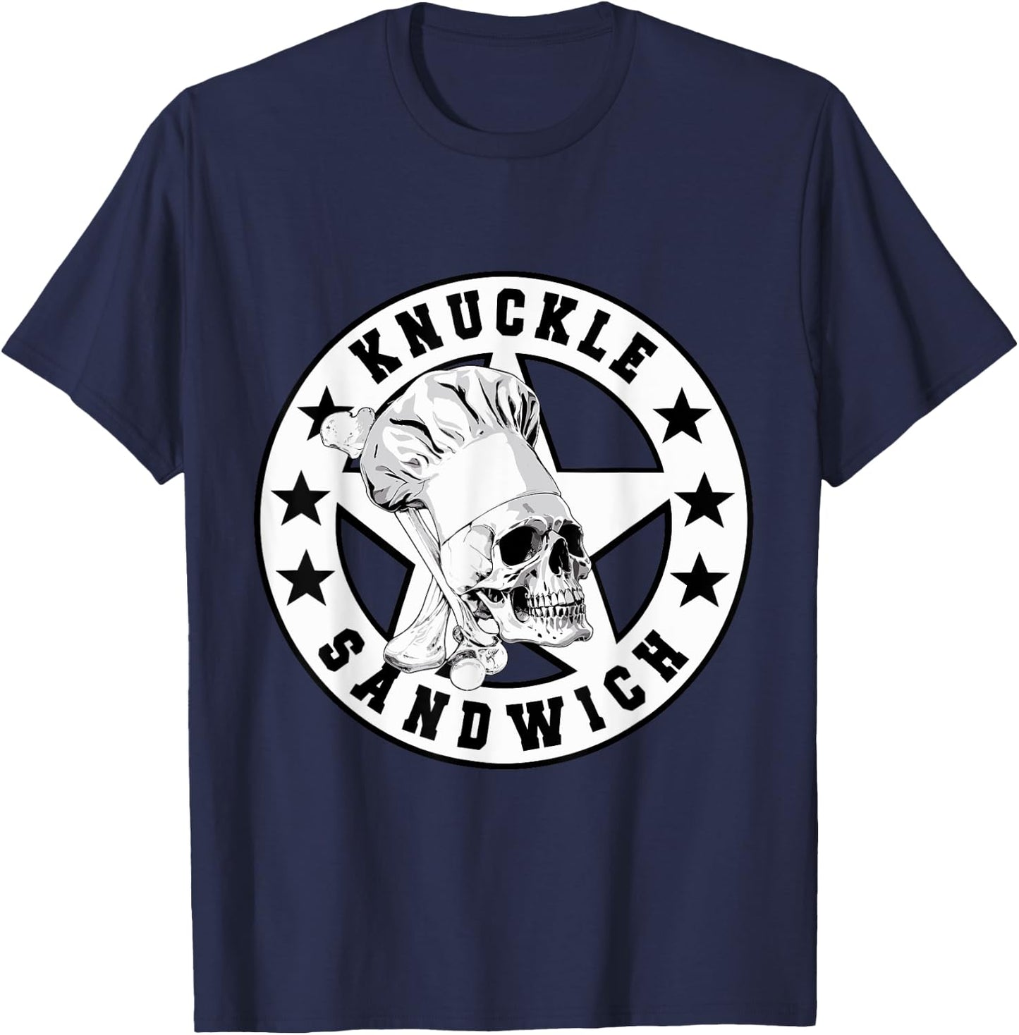 Knuckle Sandwich Skull Chef Vector T-Shirt - T-Shirt | Navy