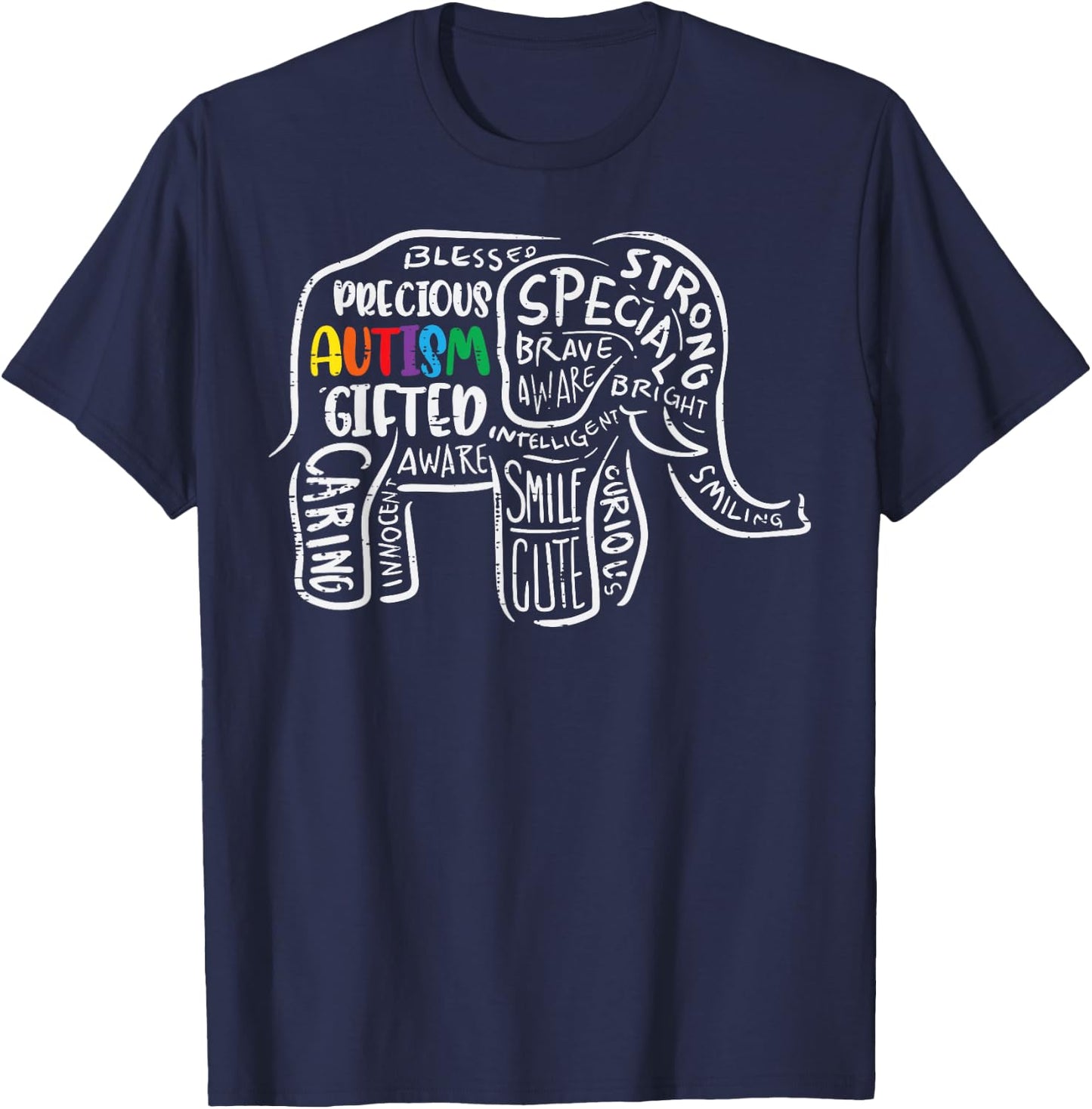 Autism Awareness Elephant Acceptance Autistic Men Women Kids T-Shirt - T-Shirt | Navy