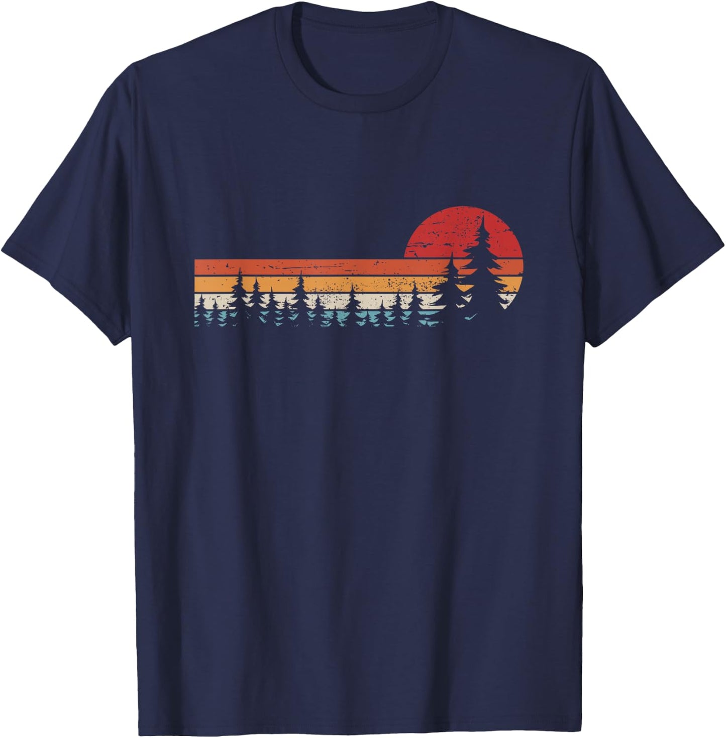 Trees Wildlife Nature Retro Forest T-Shirt - T-Shirt | Navy