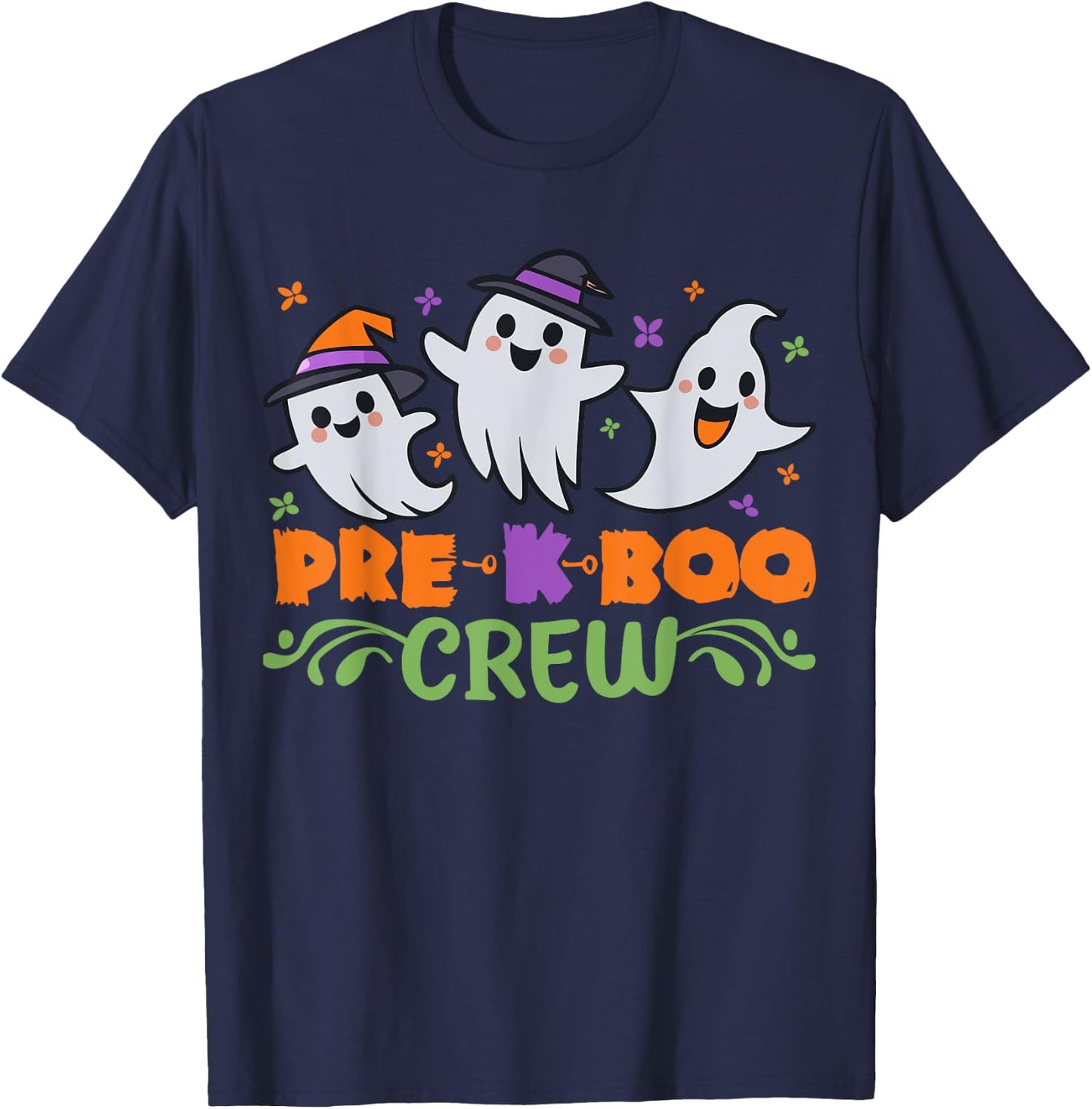 Pre K Boo Crew Pre Kindergarten Treat or Trick Halloween T-Shirt - T-Shirt | Navy