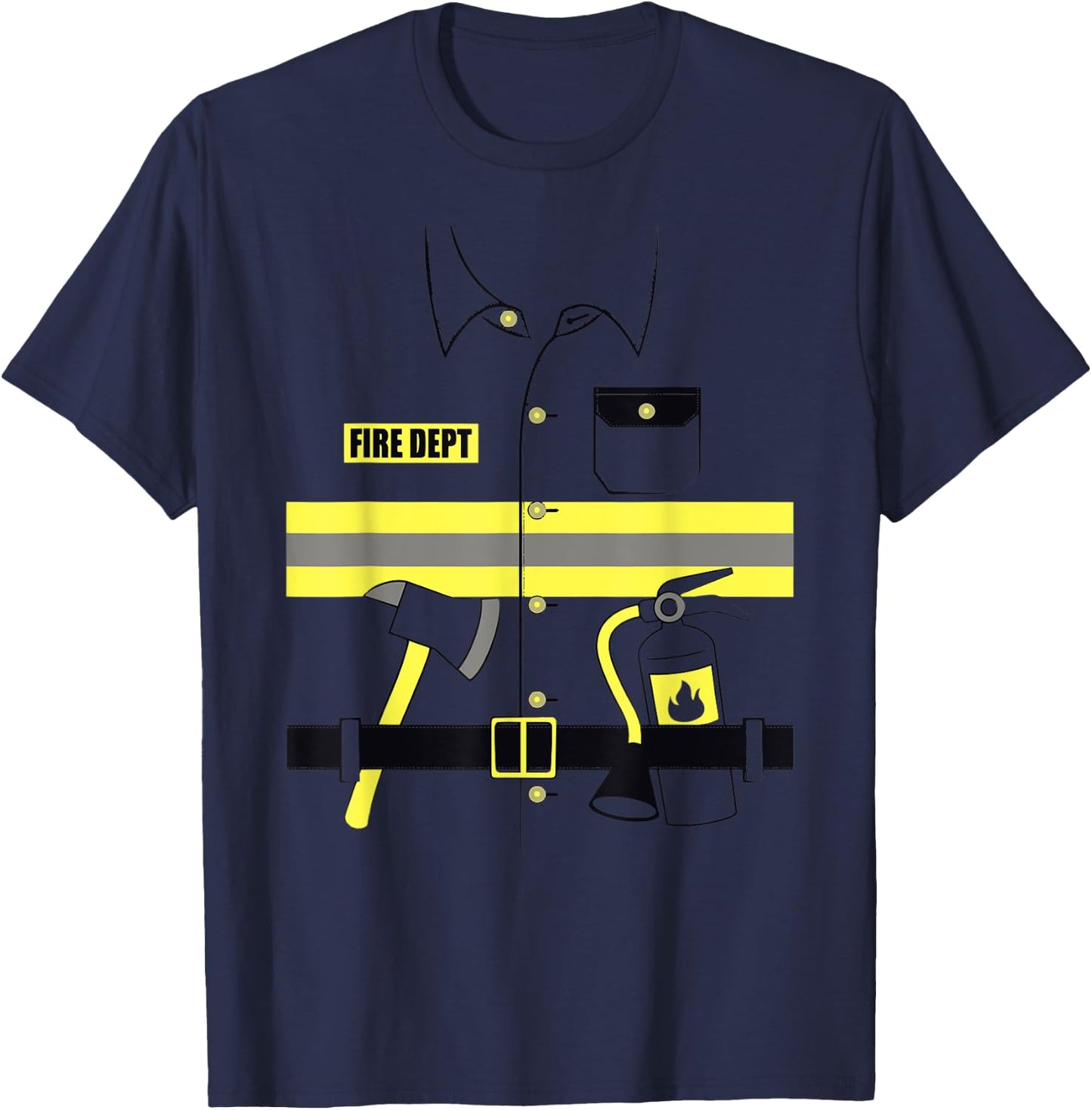 Firefighter Costume DIY Halloween Easy Costume Adults & Kids T-Shirt - T-Shirt | Navy