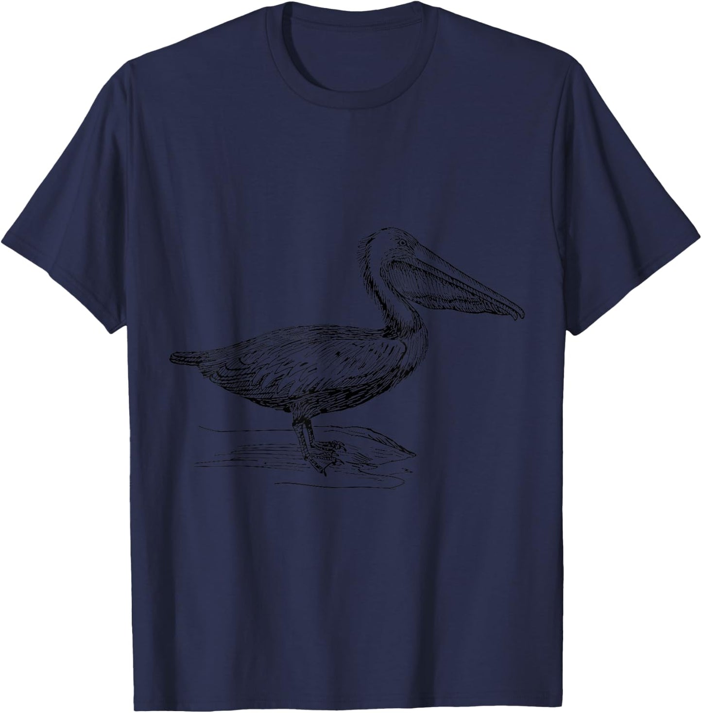 Pelican Vintage Bird Graphic Brown Pelican Sea Bird T-Shirt - T-Shirt | Navy