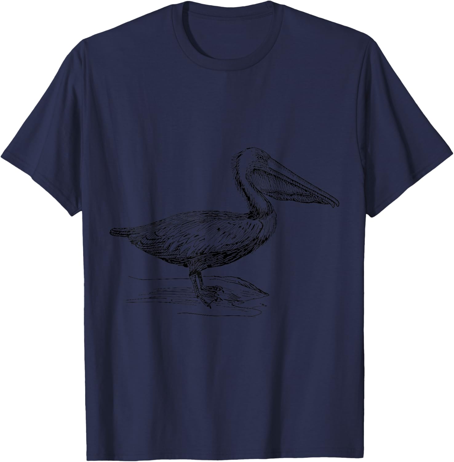 Pelican Vintage Bird Graphic Brown Pelican Sea Bird T-Shirt - T-Shirt | Navy