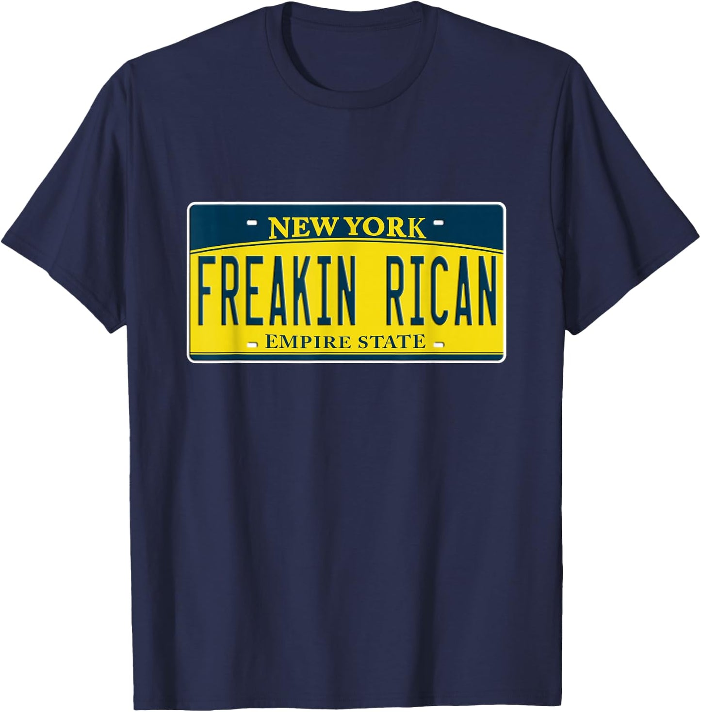 Boricua Freakin Puerto Rican NY New York License Plate T-Shirt - T-Shirt | Navy