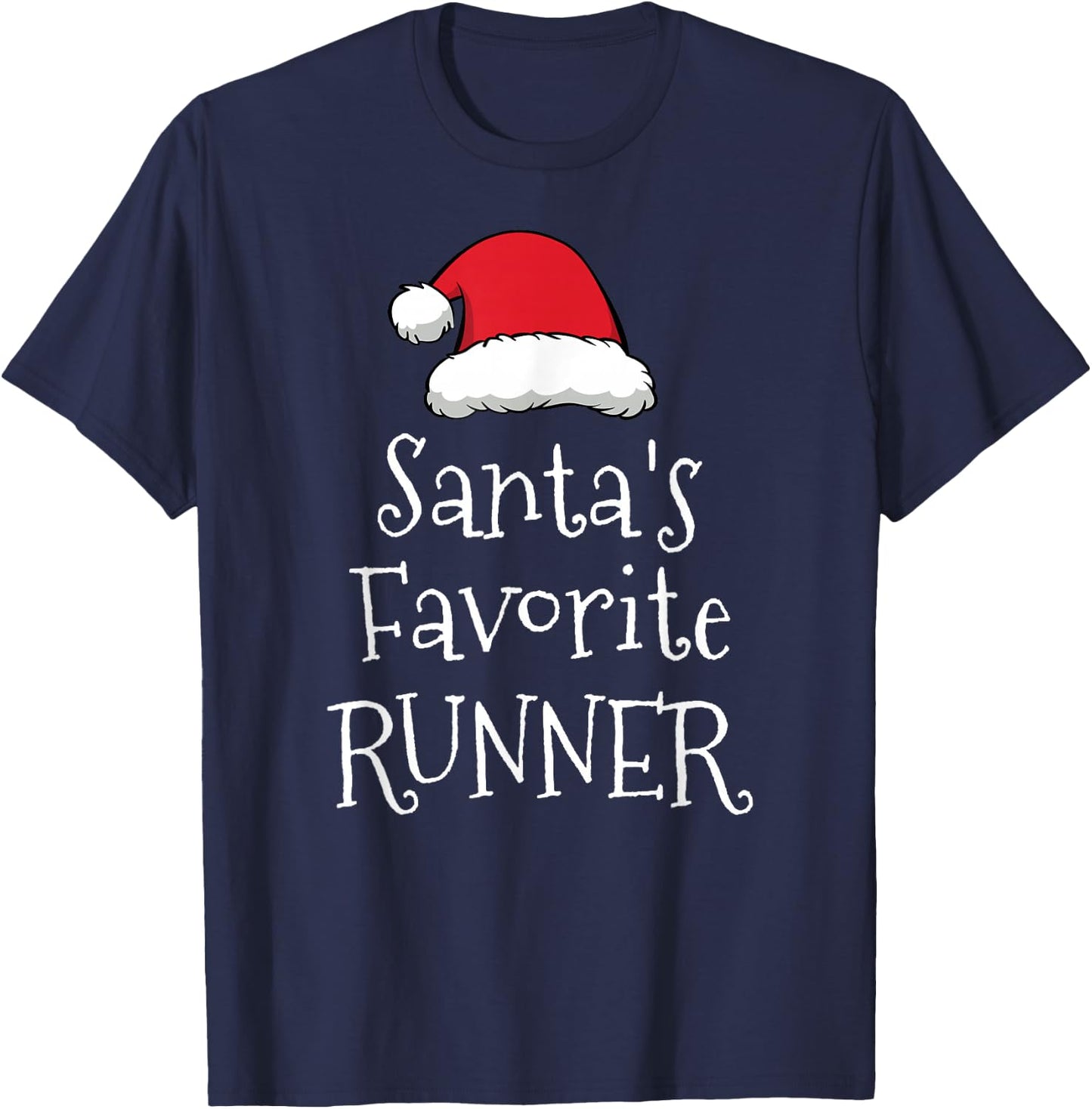Santas Favorite Runner - Christmas Funny Running Gift T-Shirt - T-Shirt | Navy