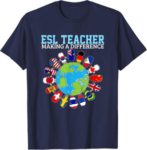 ESL Teachers Making A Difference For Virtual Teacher Tutor Women T-Shirt - T-Shirt | Navy