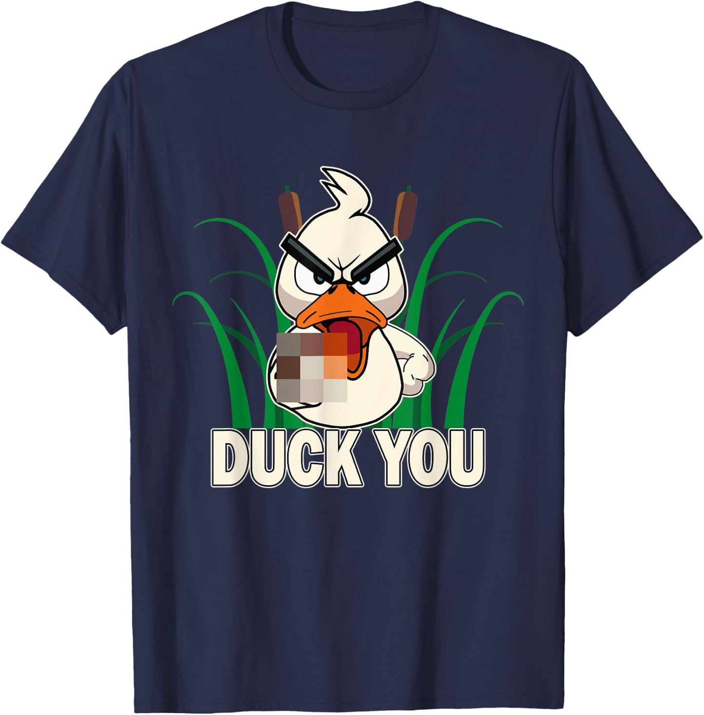Duck You! Funny Duck With Middle Finger Saying T-Shirt - T-Shirt | Navy