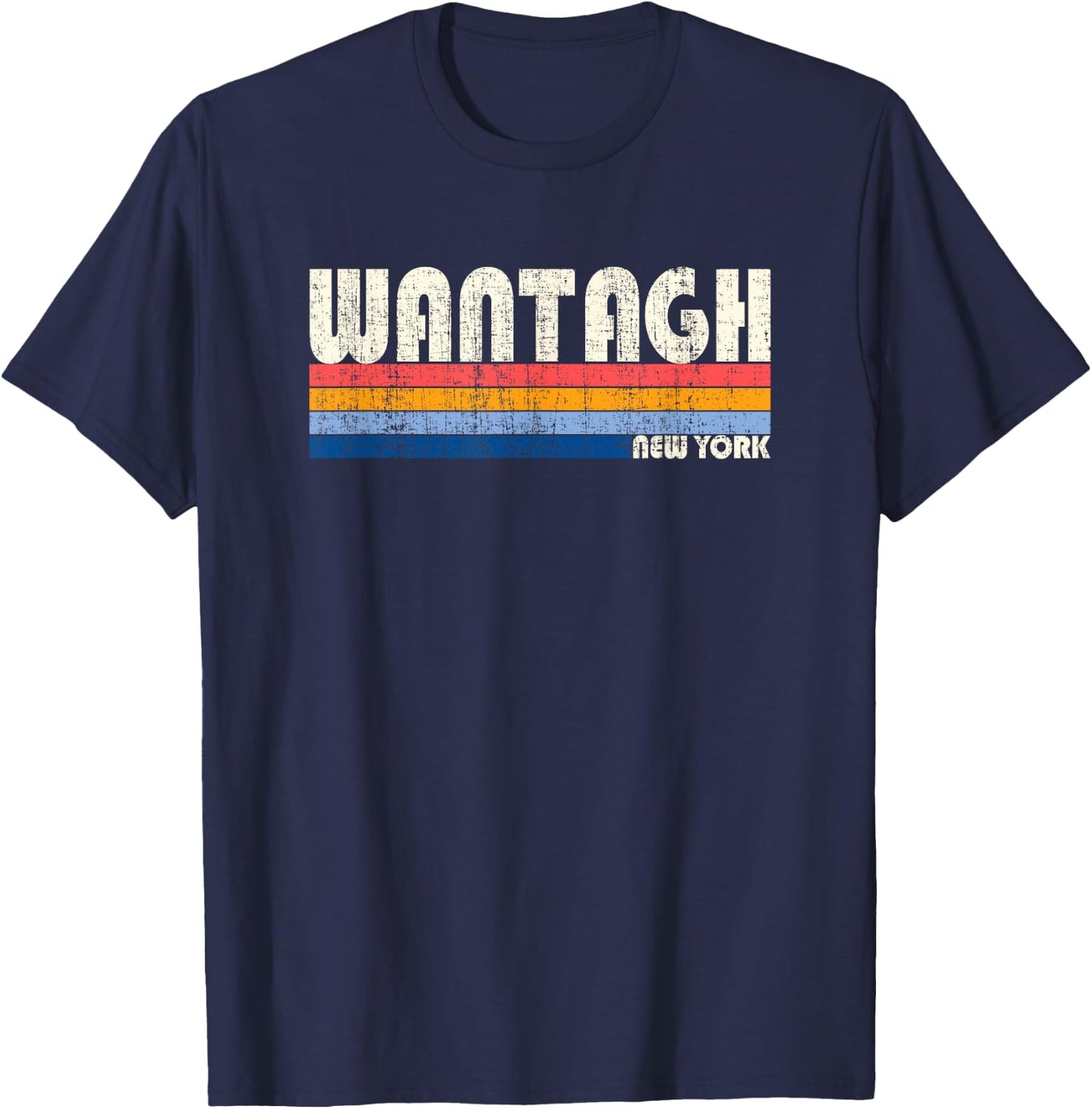 Vintage Retro 70s 80s Style Hometown of Wantagh, NY T-Shirt - T-Shirt | Navy