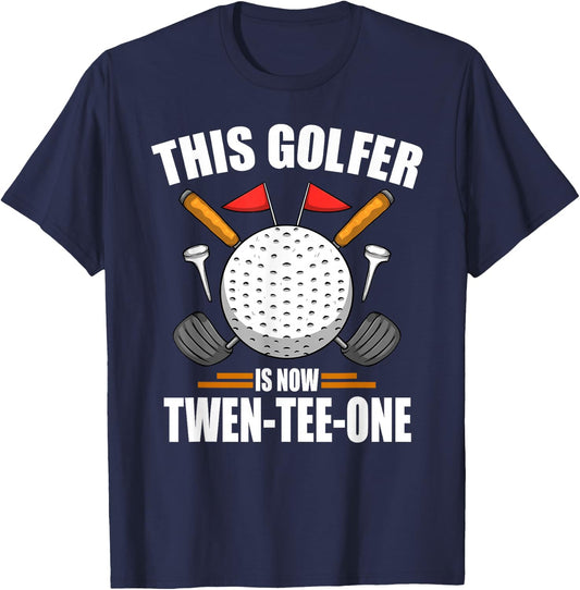 Birthday Golf Shirts 21st Year Old Golfer Golfing T-Shirt - T-Shirt | Navy