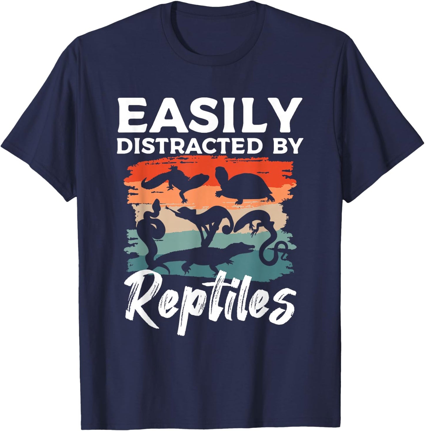 Easily Distracted by Reptiles Herpetology Herpetologist T-Shirt - T-Shirt | Navy