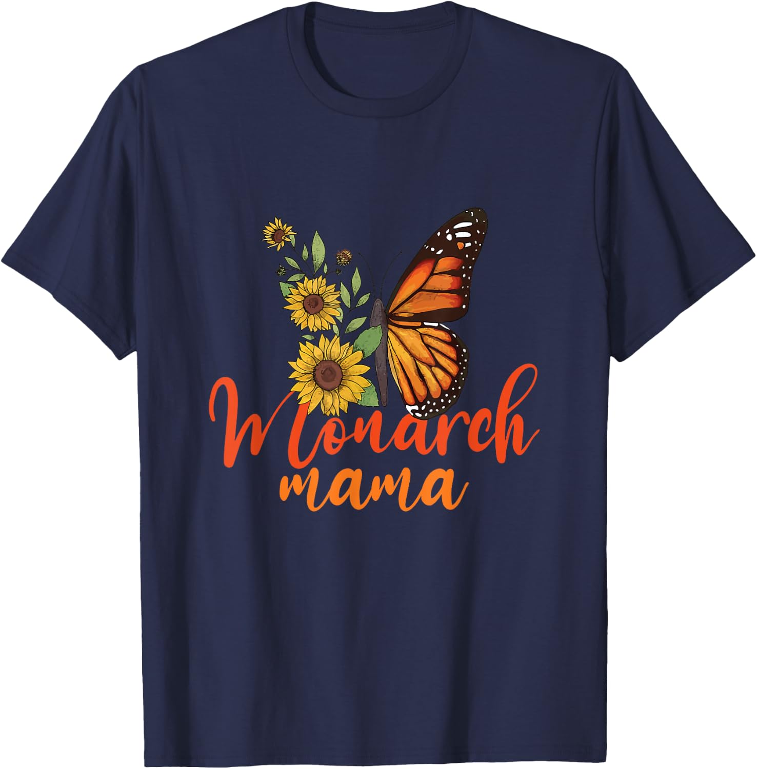 The Monarch Mama Mother Cute Entomology Butterfly Mother Day T-Shirt - T-Shirt | Navy