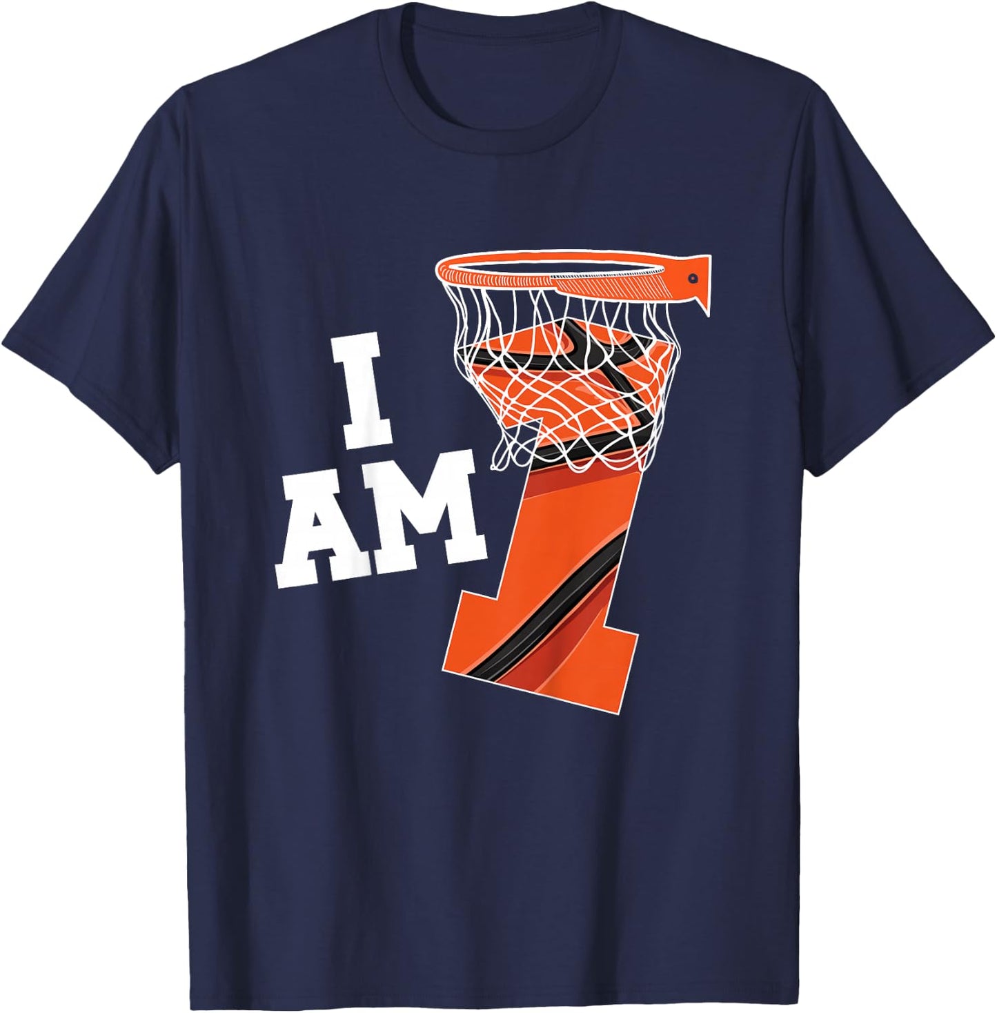 Kids Basketball 1st Birthday Boy One Year Old Basketball Player T-Shirt - T-Shirt | Navy