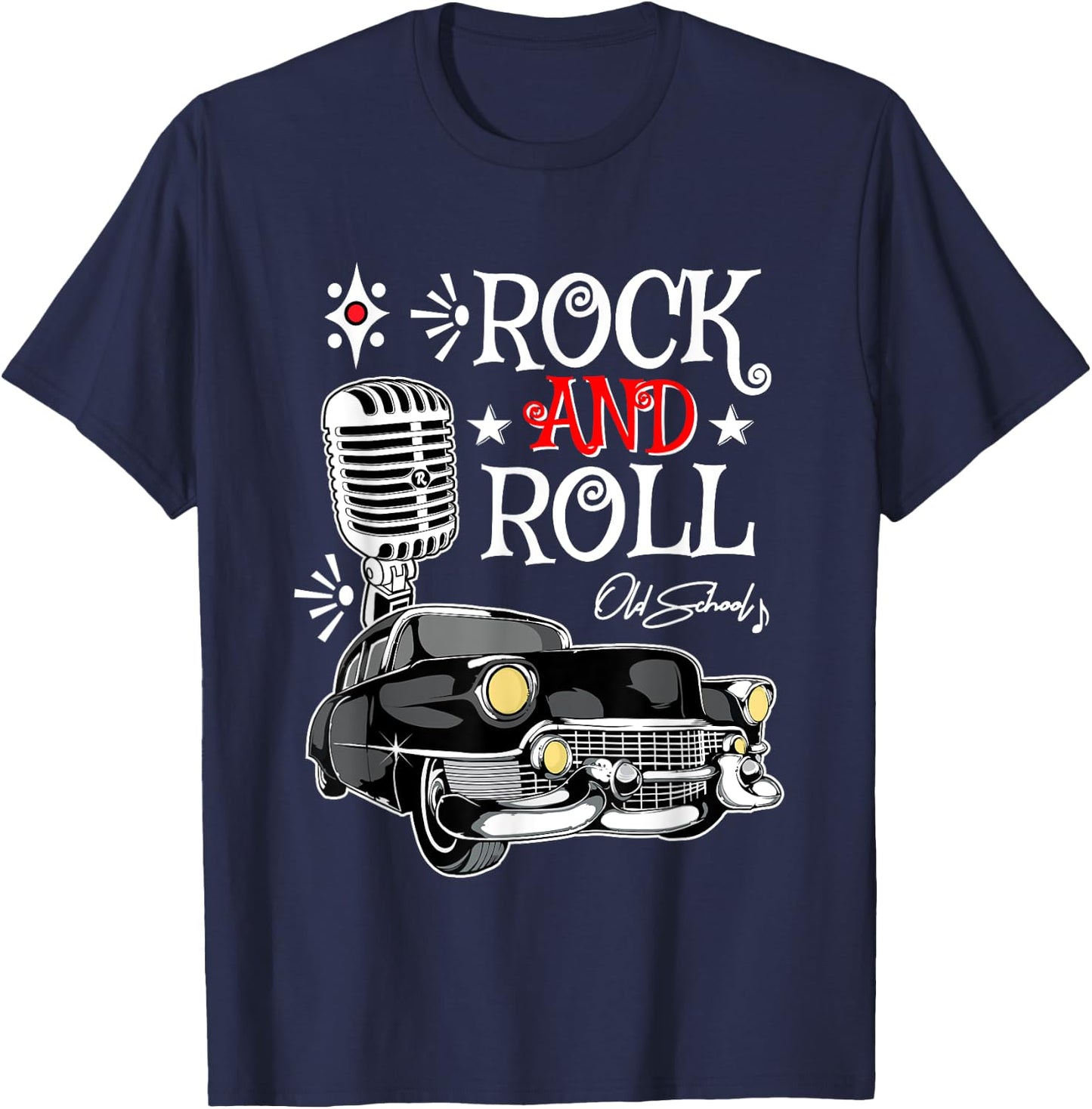 1950s Retro Rockabilly 50s Sock Hop Greaser Rock and Roll T-Shirt - T-Shirt | Navy