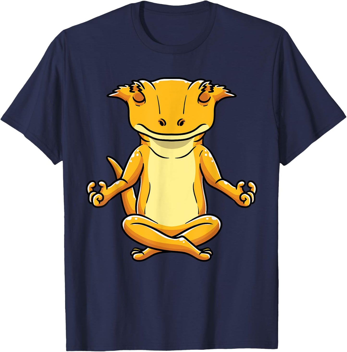 Funny Yoga Crested Gecko Meditating Lizard Reptile T-Shirt - T-Shirt | Navy