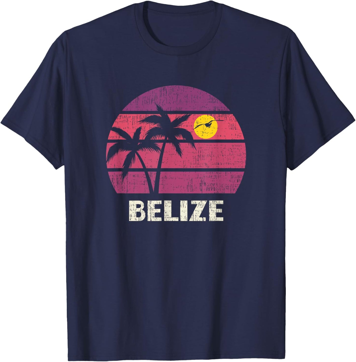 Belize Retro Surfer Beach Vintage Sunset Love T-Shirt - T-Shirt | Navy
