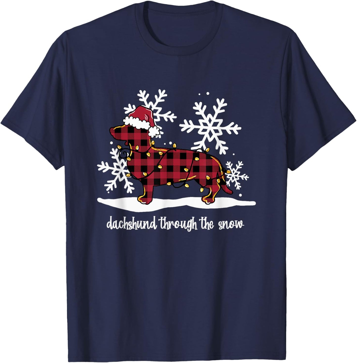 Dachshund Through The White Snow Retro Dachshund Lover Owner T-Shirt - T-Shirt | Navy