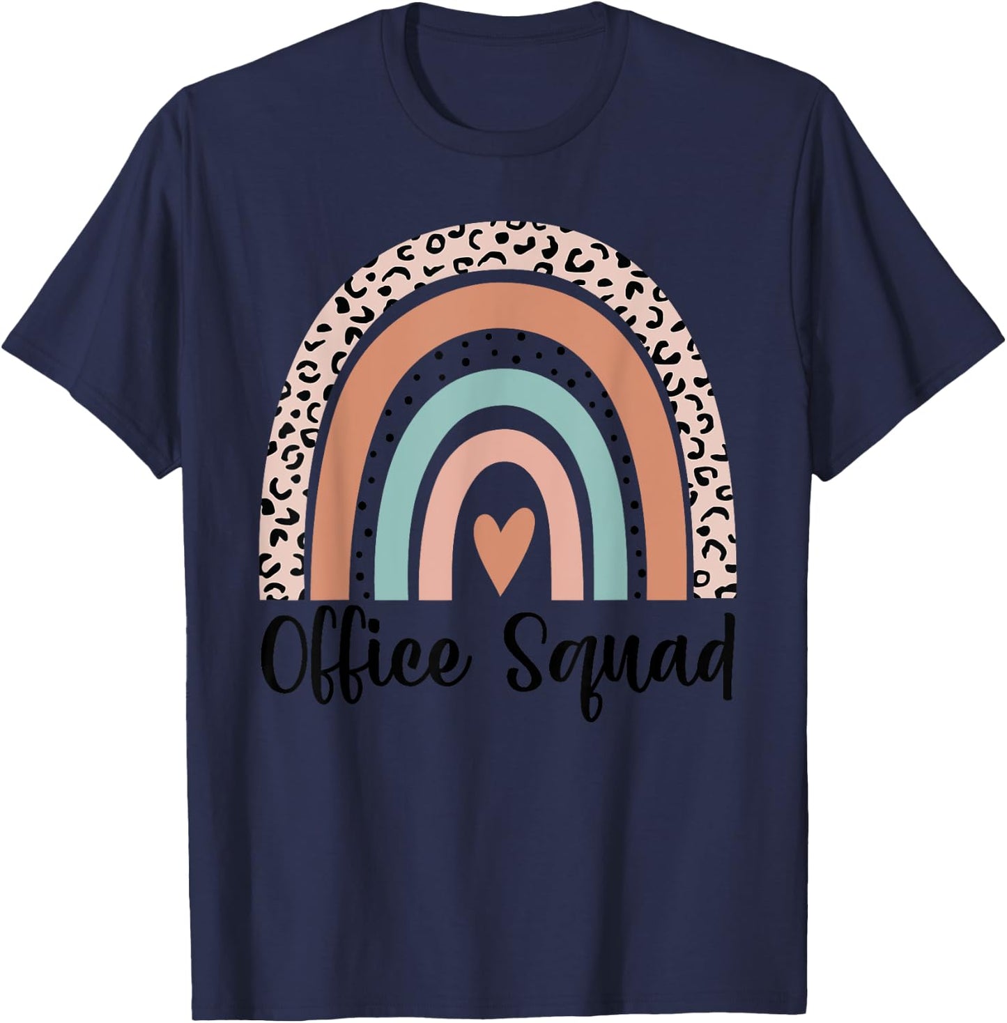 Office Squad Rainbow Leopard Admin Assistants School Team T-Shirt - T-Shirt | Navy