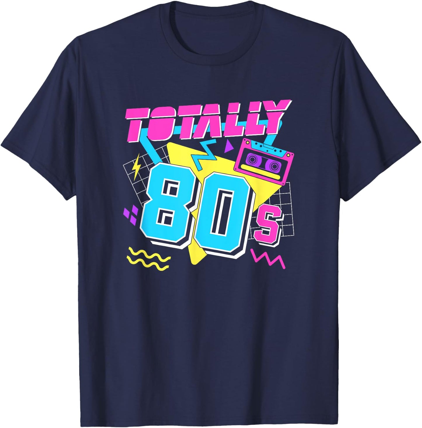 I Love The 80s Eighties Totally 80s - Men's Adults Classic Fit Collarless Short Sleeve Black Small T-Shirt - T-Shirt | Navy