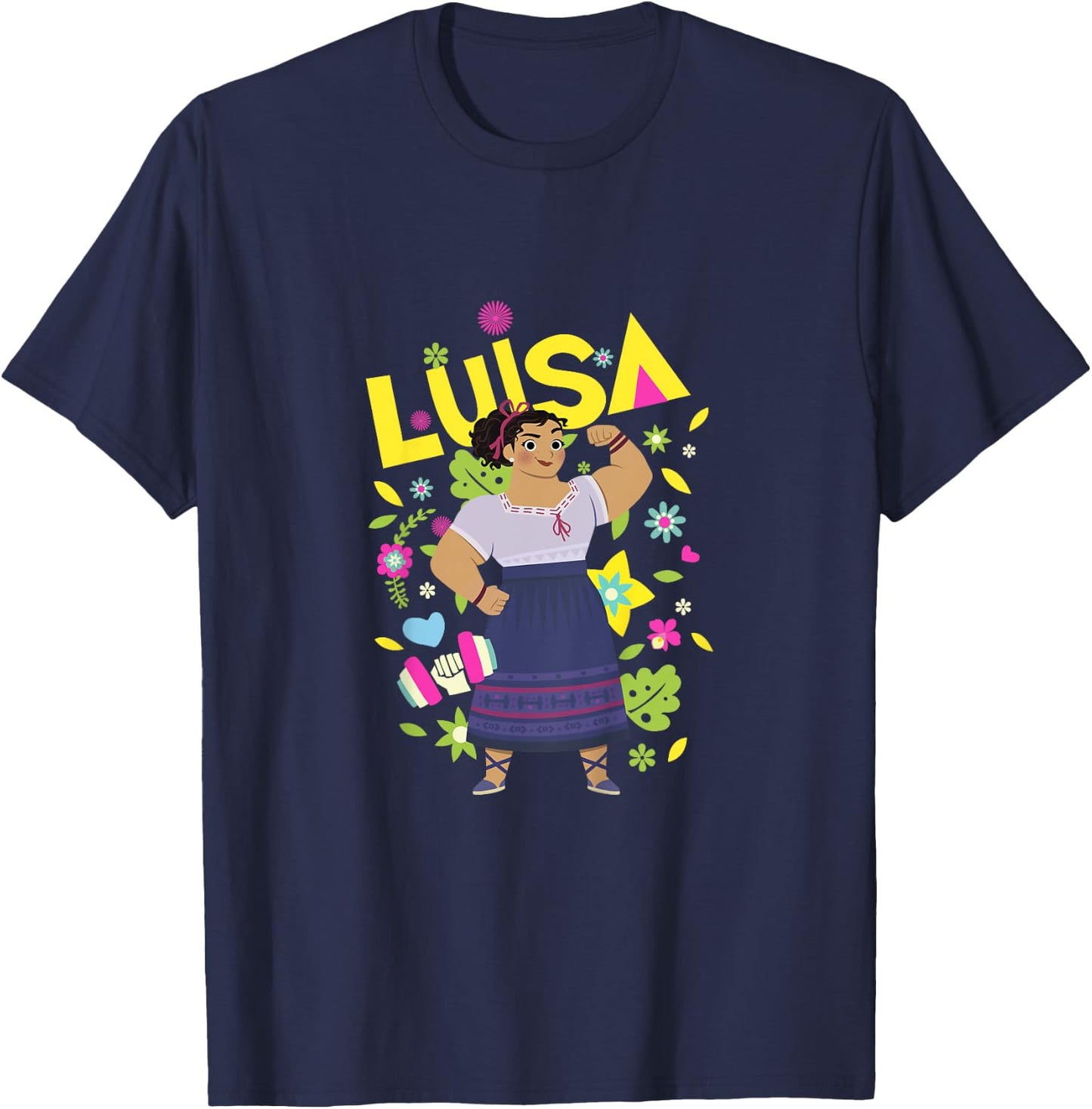 Kids Disney Encanto Luisa Strong Woman Floral Toddler Youth T-Shirt - T-Shirt | Navy