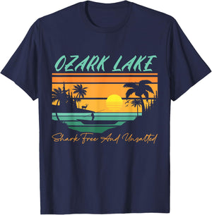 Ozark Lake Shark Free and Unsalted Funny Nature Lover Humor T-Shirt - T-Shirt | Navy