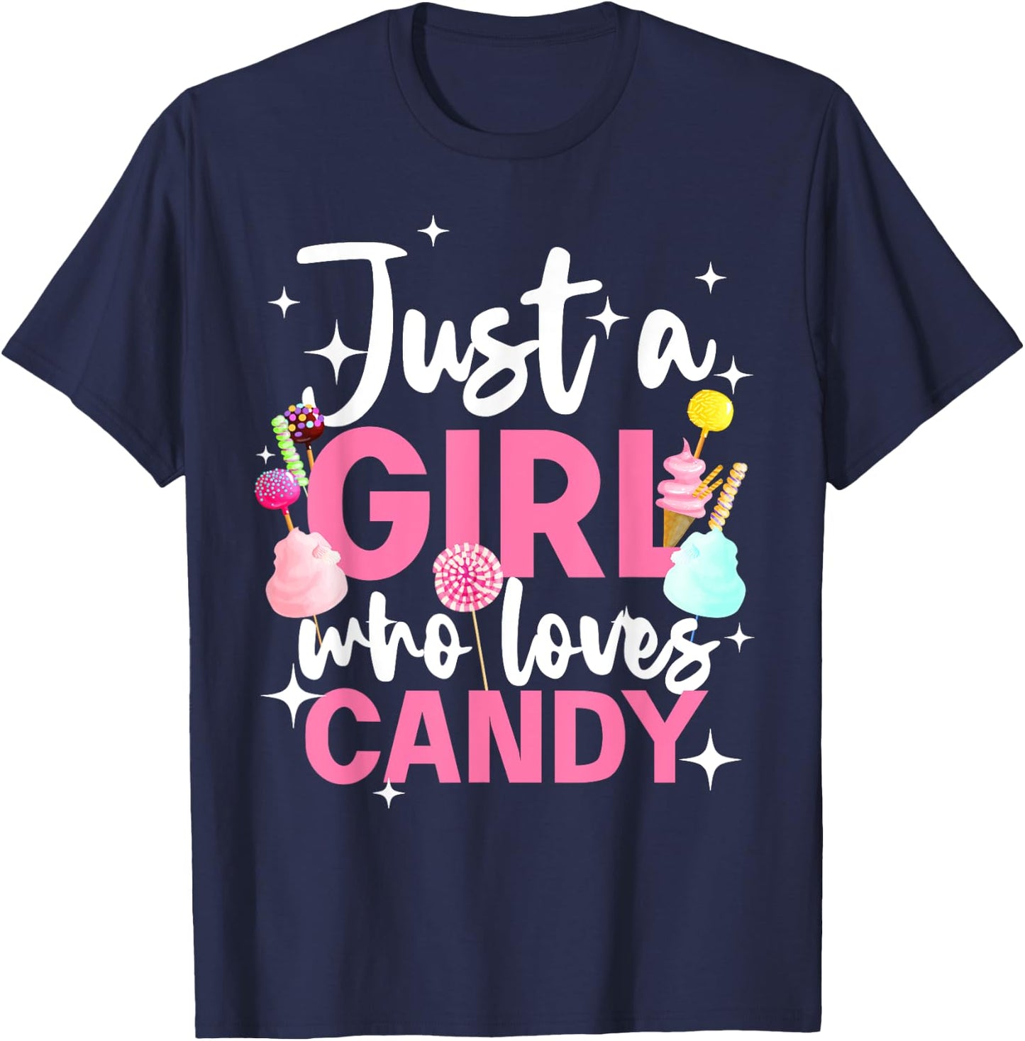Cute Candy Design Girls Kids Sweets Candy Lover T-Shirt - T-Shirt | Navy