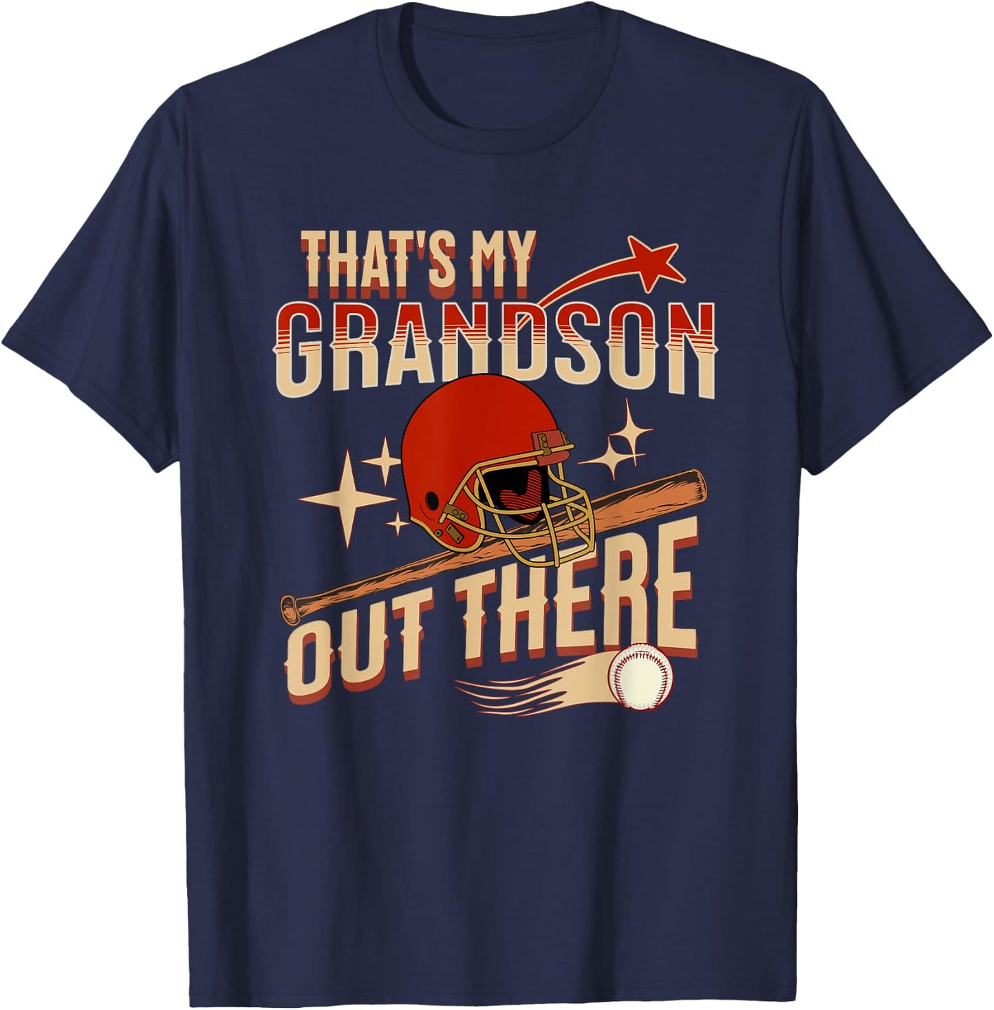Vintage That's My Grandson Out There Baseball Grandpa T-Shirt - T-Shirt | Navy