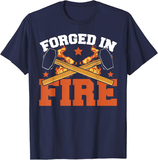 Forging Hammer Blacksmith Lover Cool Forged In Fire T-Shirt - T-Shirt | Navy