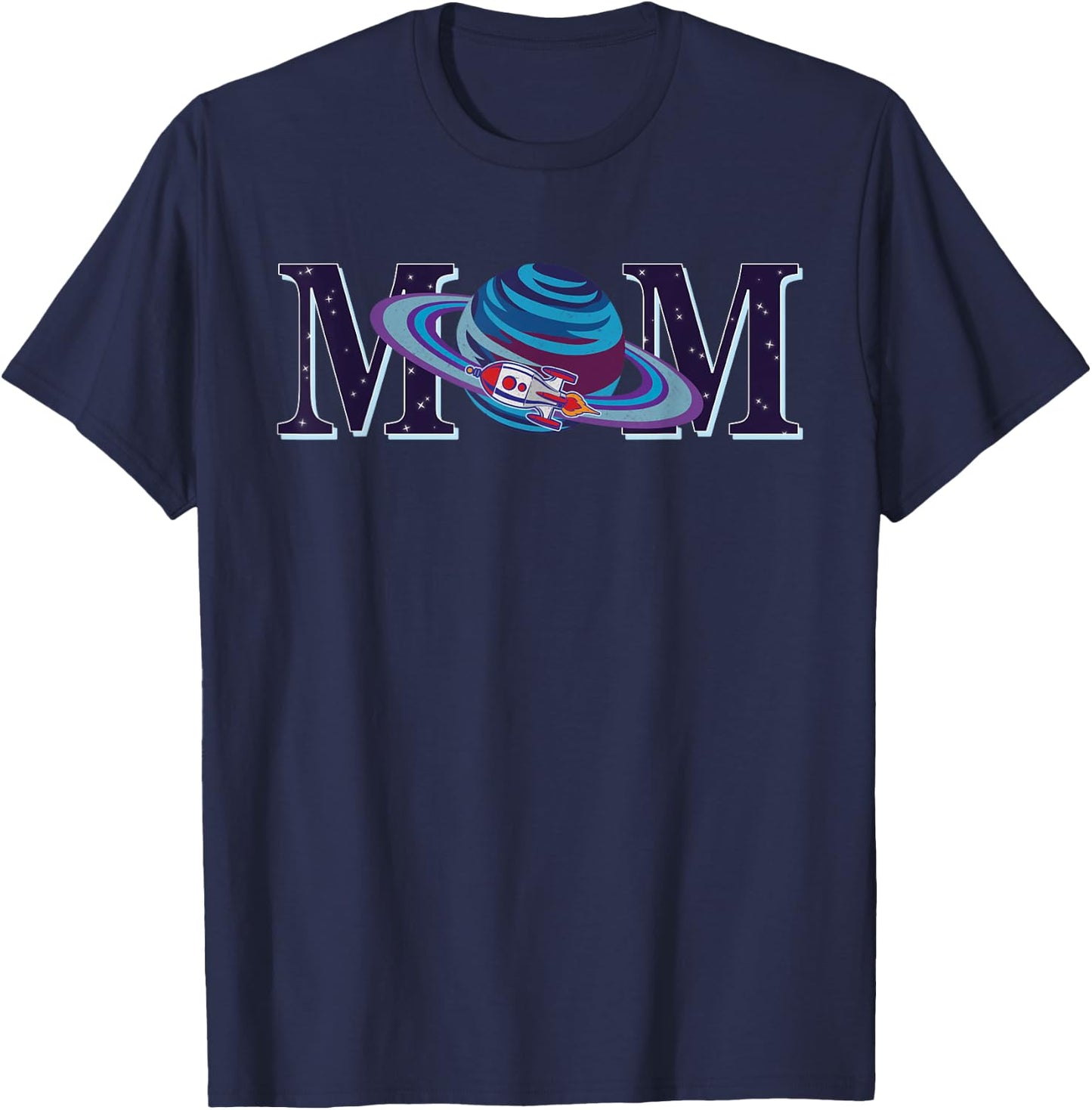Space Mom, Family Matching Dad Space Birthday Theme Party T-Shirt - T-Shirt | Navy