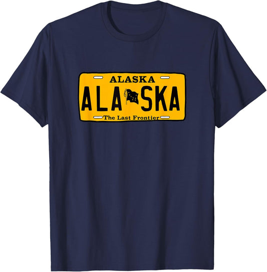 Alaska License Plate Design - Throwback Classic T-Shirt - T-Shirt | Navy