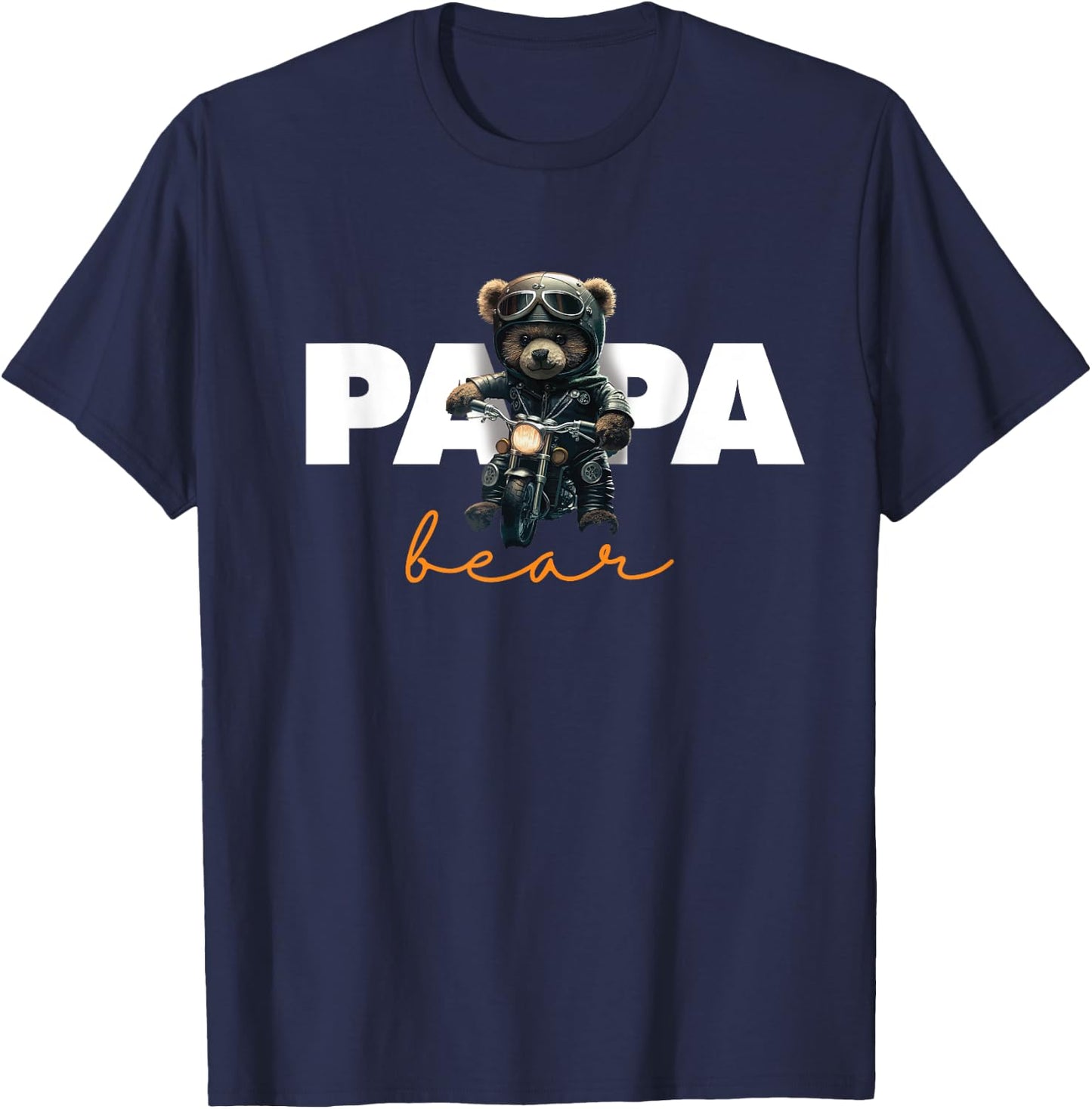 Funny Papa Biker Bear | Motorsport Motorcycle | Father Biker T-Shirt - T-Shirt | Navy