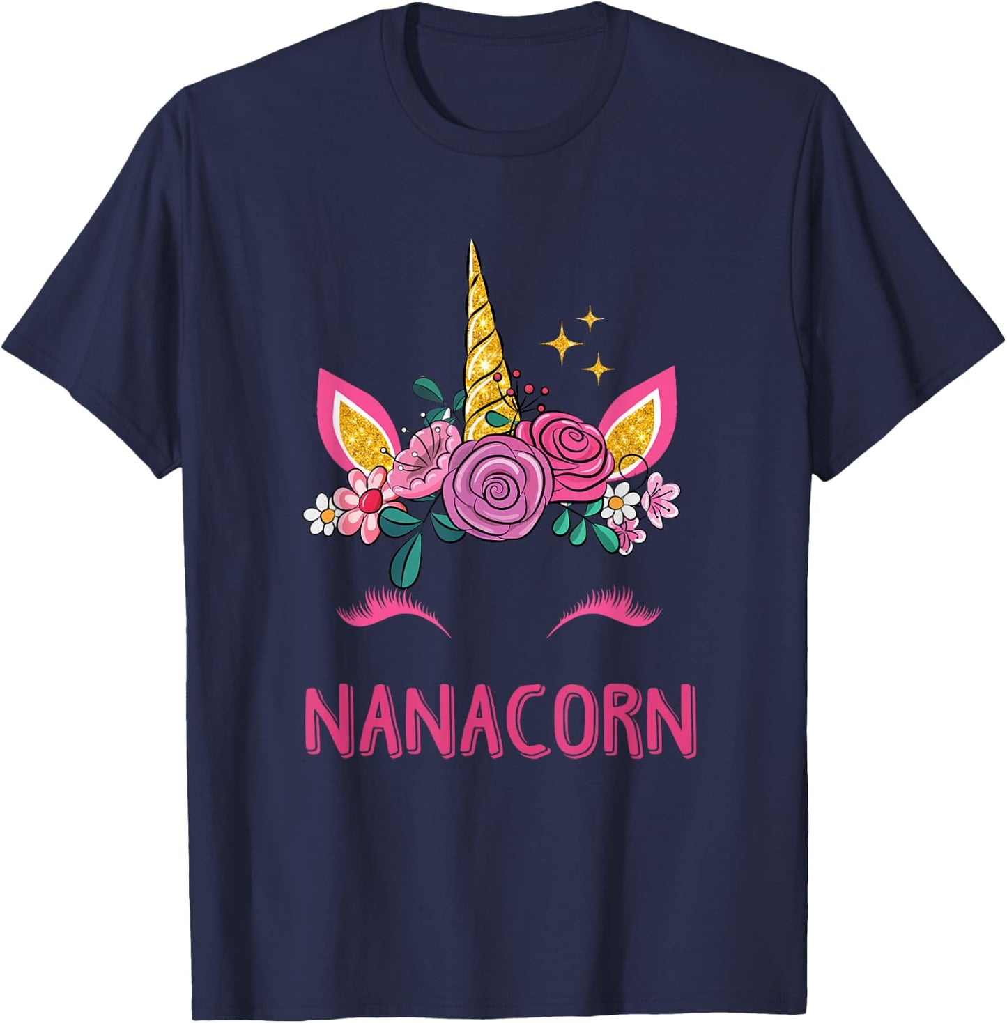 Nanacorn Nana Unicorn Girl Grandma Kids Mother's Day T-Shirt - T-Shirt | Navy