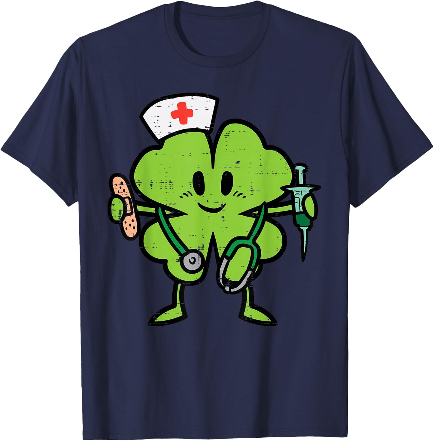 St Patricks Day Shamrock Nurse Saint Paddys Scrub Top Women T-Shirt - T-Shirt | Navy