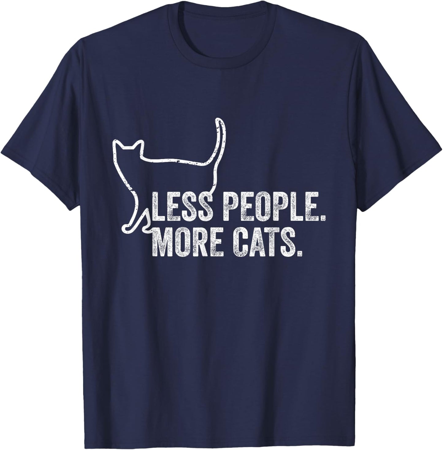 Girls Funny Cat Owner Less People More Cats T-Shirt - T-Shirt | Navy