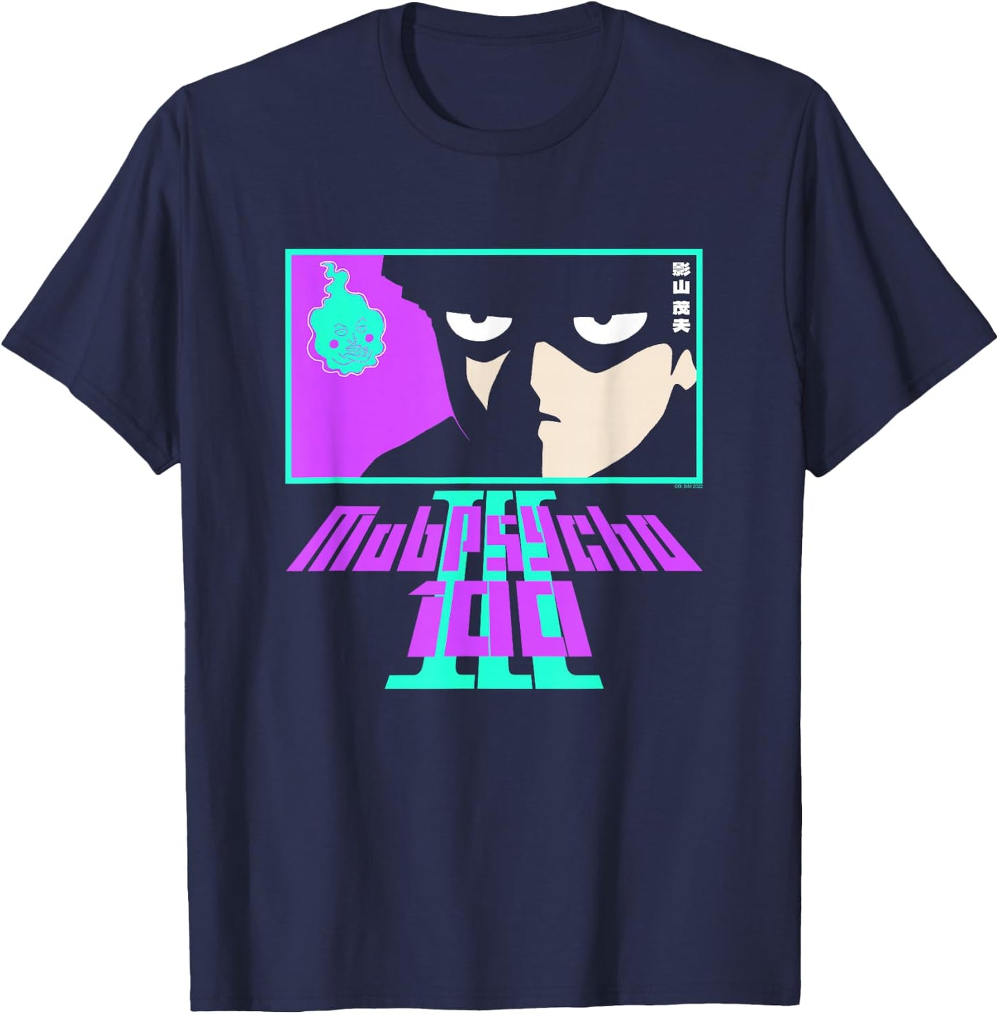 Mob Psycho 100 Neon Graphic & Logo T-Shirt - T-Shirt | Navy
