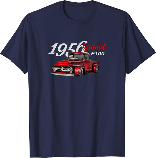 1956 F100 Streetrod Pickup Truck, Vintage Pick Up, Car Guys T-Shirt - T-Shirt | Navy