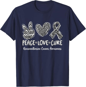 Peace Love Cure Women Neuroendocrine Cancer T-Shirt - T-Shirt | Navy
