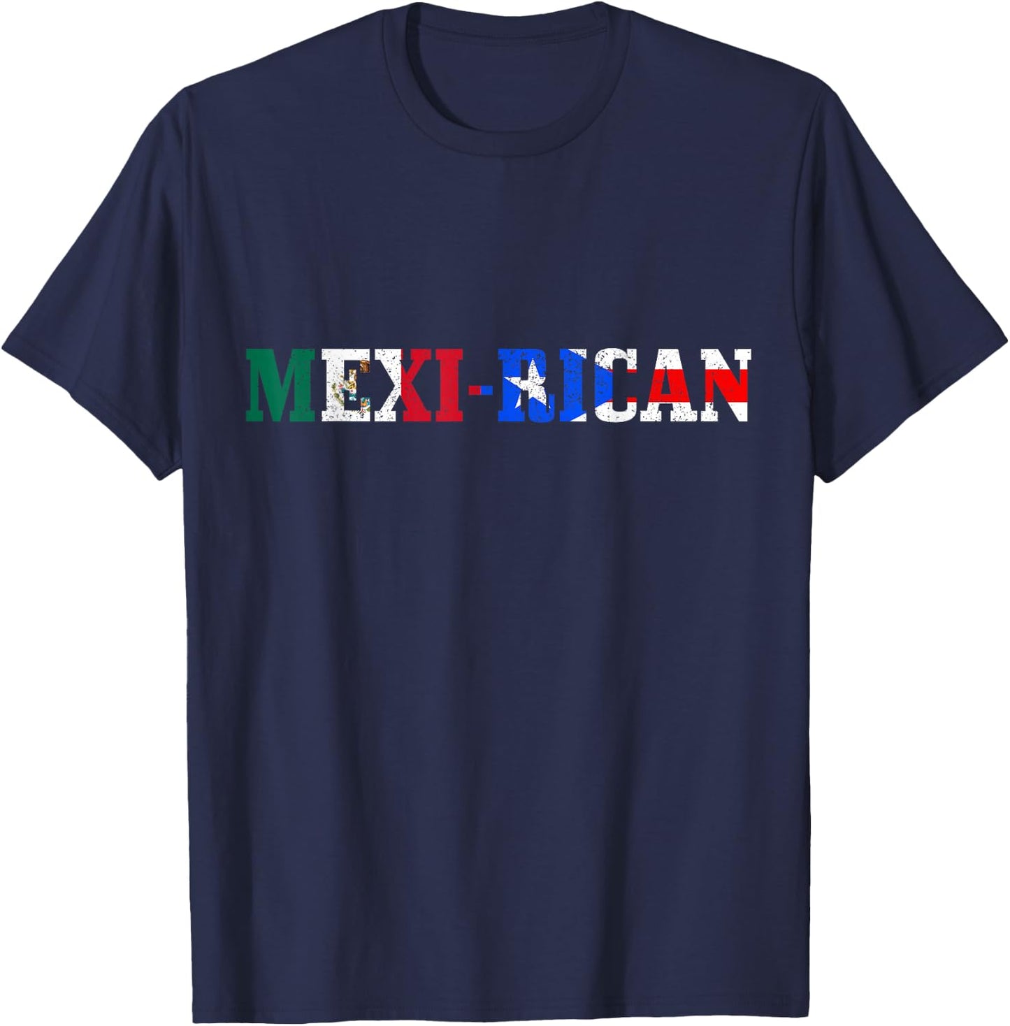 Mexican Puerto Rican Mexirican Puerto Rico Mexico Flag Pride T-Shirt - T-Shirt | Navy