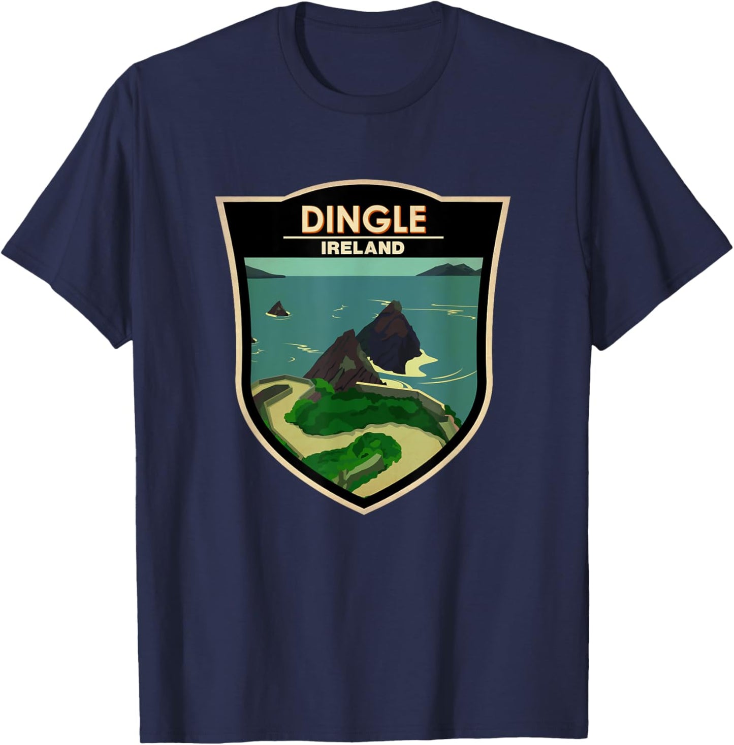 Dingle Peninsula Ireland Travel Badge Vintage T-Shirt - T-Shirt | Navy