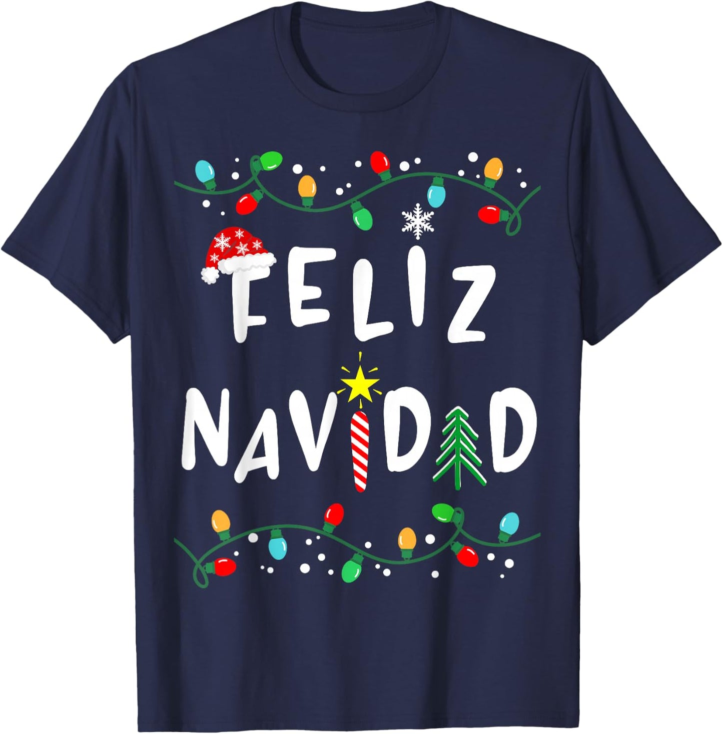 Feliz Navidad Shirt-Funny Mexican Christmas in Spanish T-Shirt - T-Shirt | Navy